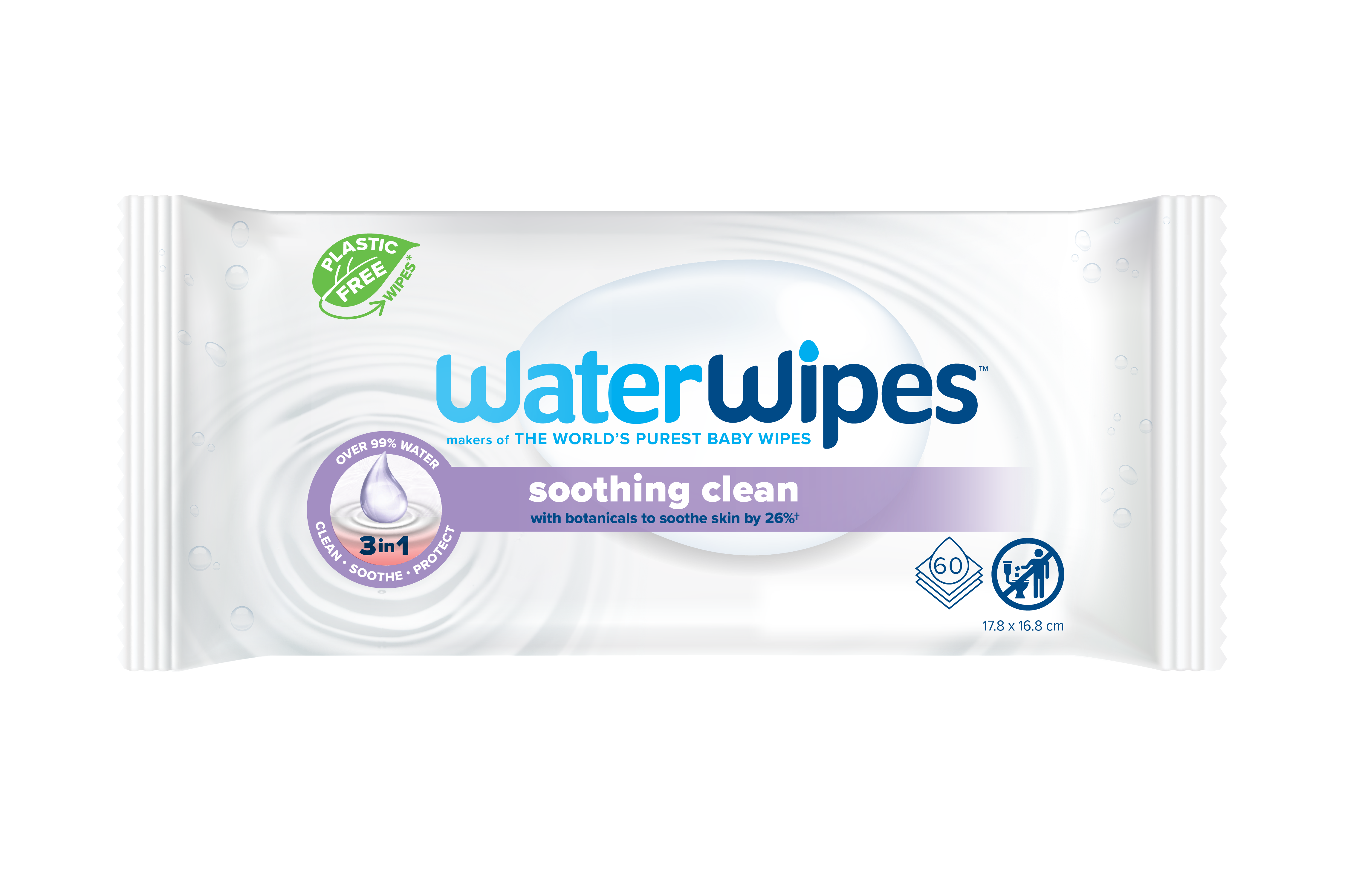 WaterWipes Soothing Clean Baby Wipes x 60