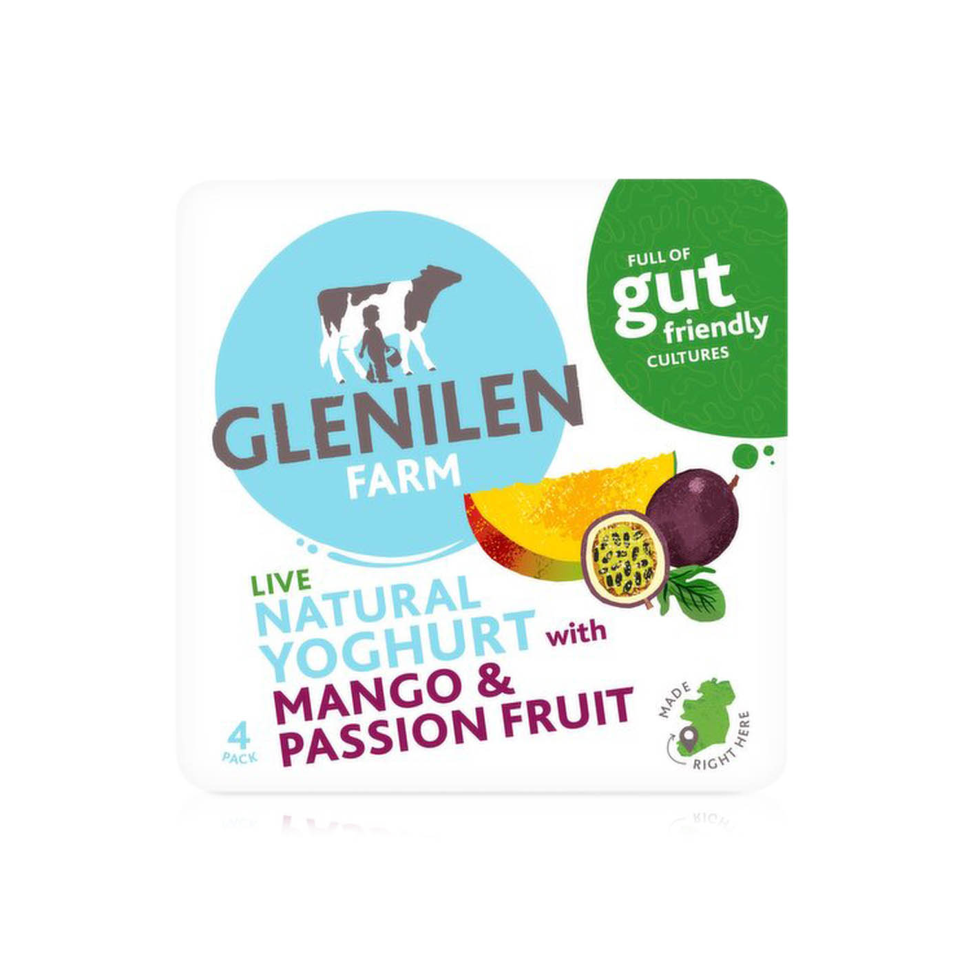 Glenilen Farm Mango and Passion Fruit Natural Live Yoghurt 4 x 125g