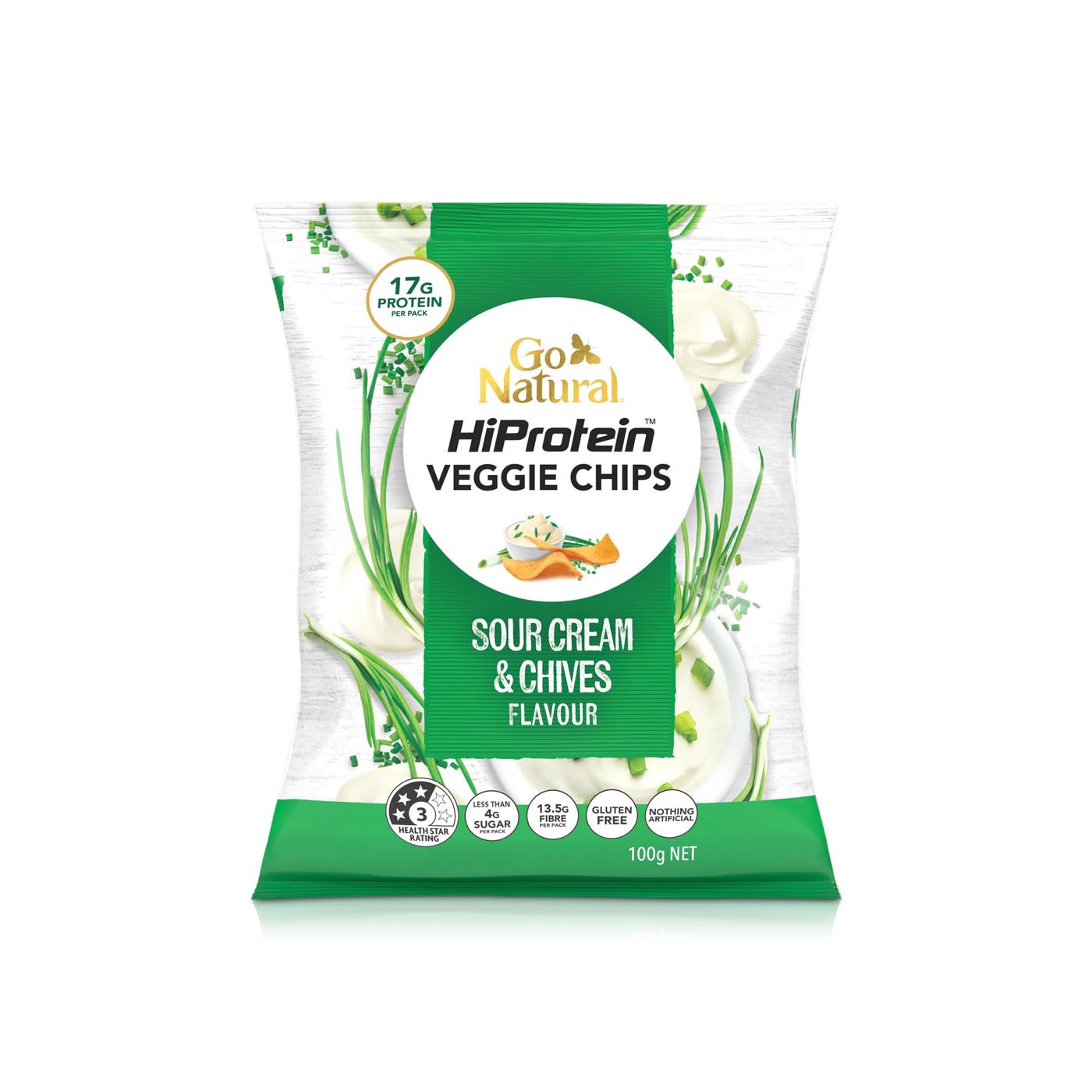 Go Natural Hiprotein Veggie Chips Sour Cream and Chives 100g