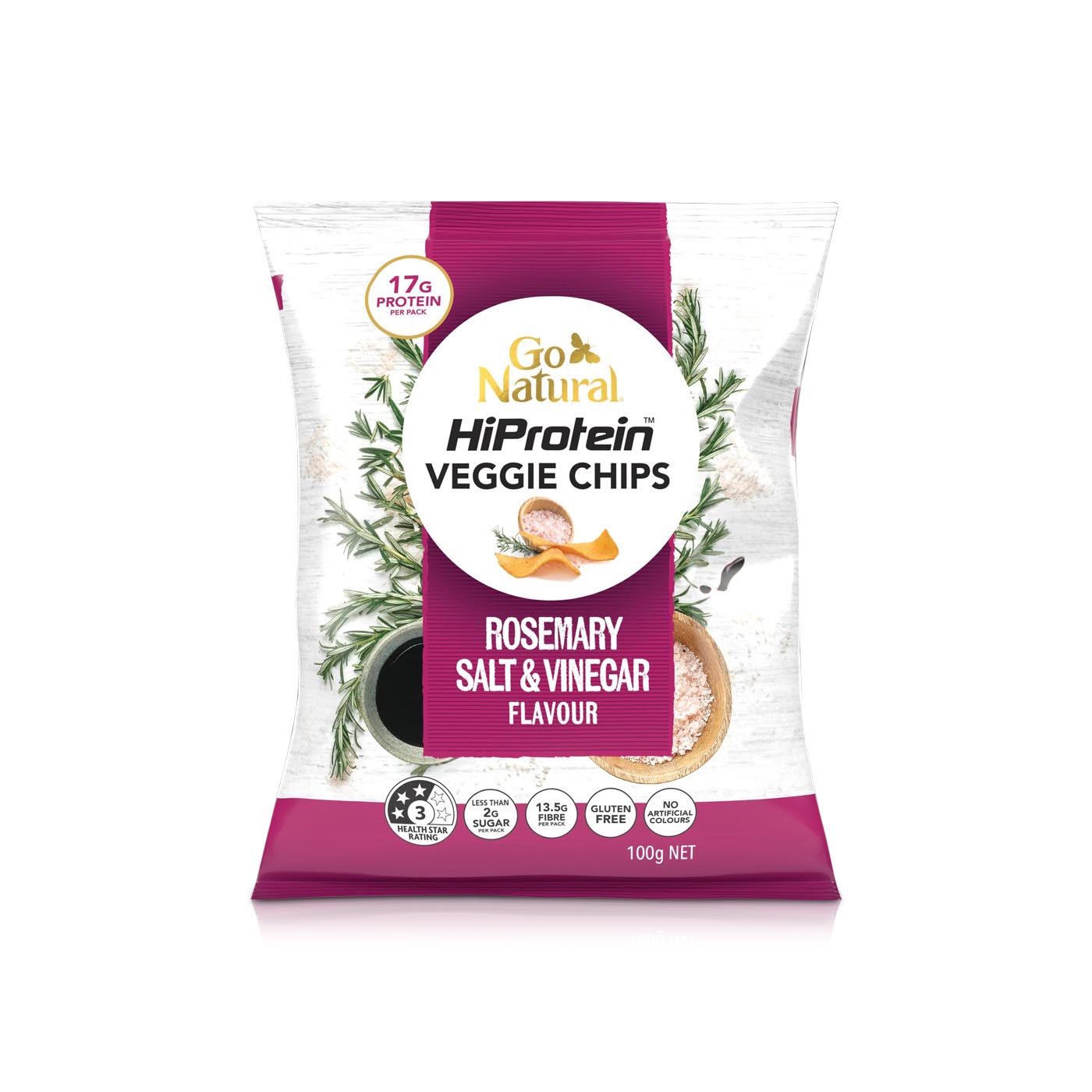 Go Natural Hiprotein Veggie Chips Rosemary Salt and Vinegar 100g