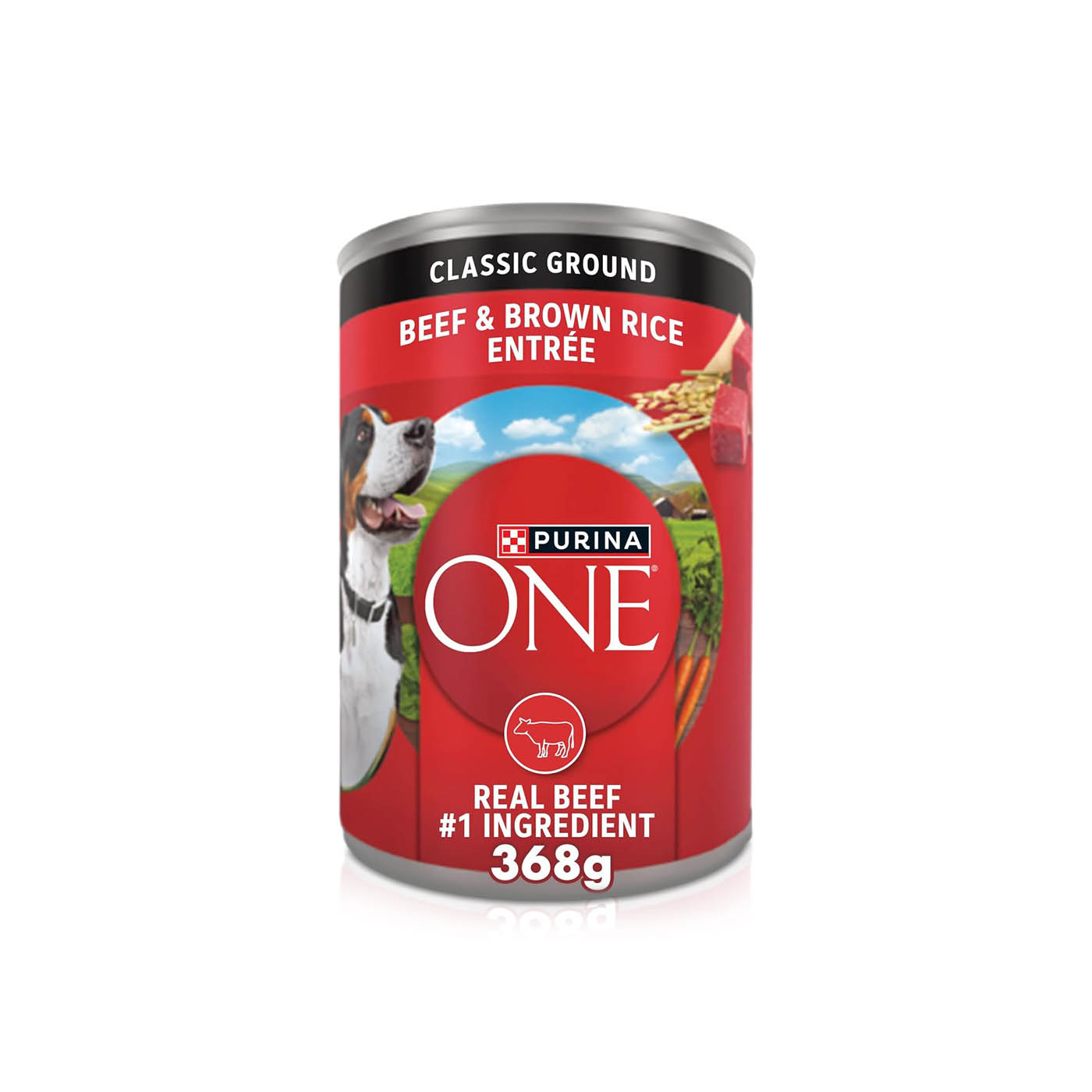 Purina ONE Classic Ground Wet Dog Food Beef & Brown Rice - 12 Pack, 368g Cans, Glucosamine