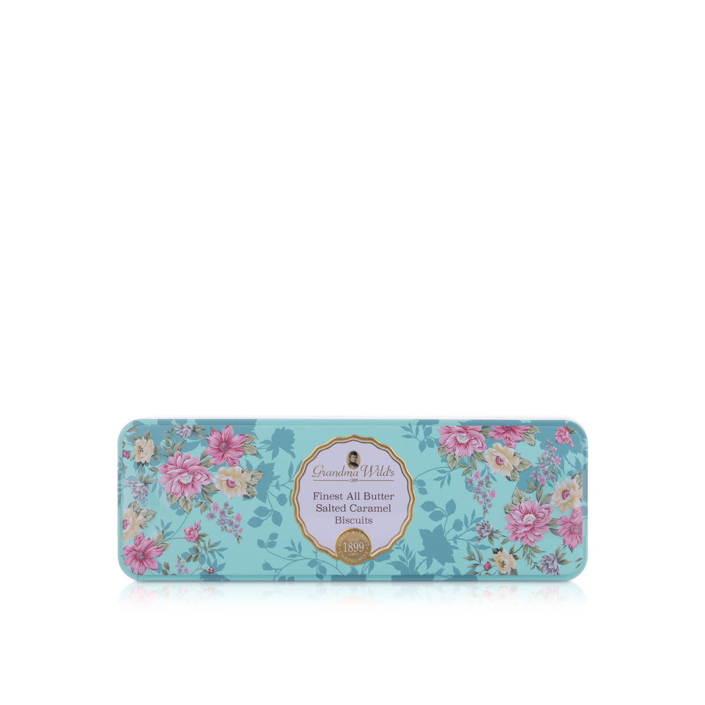 Grandma Wild's All Butter Salted Caramel Biscuits Victorian Floral Tin 150g