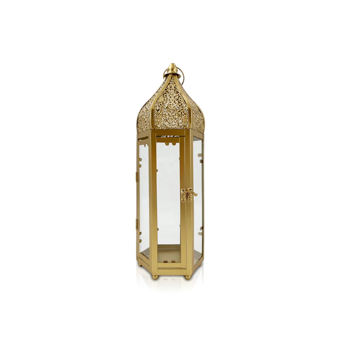 Party Magic Eid Lantern Candle Holder Gold 12x12x39cm