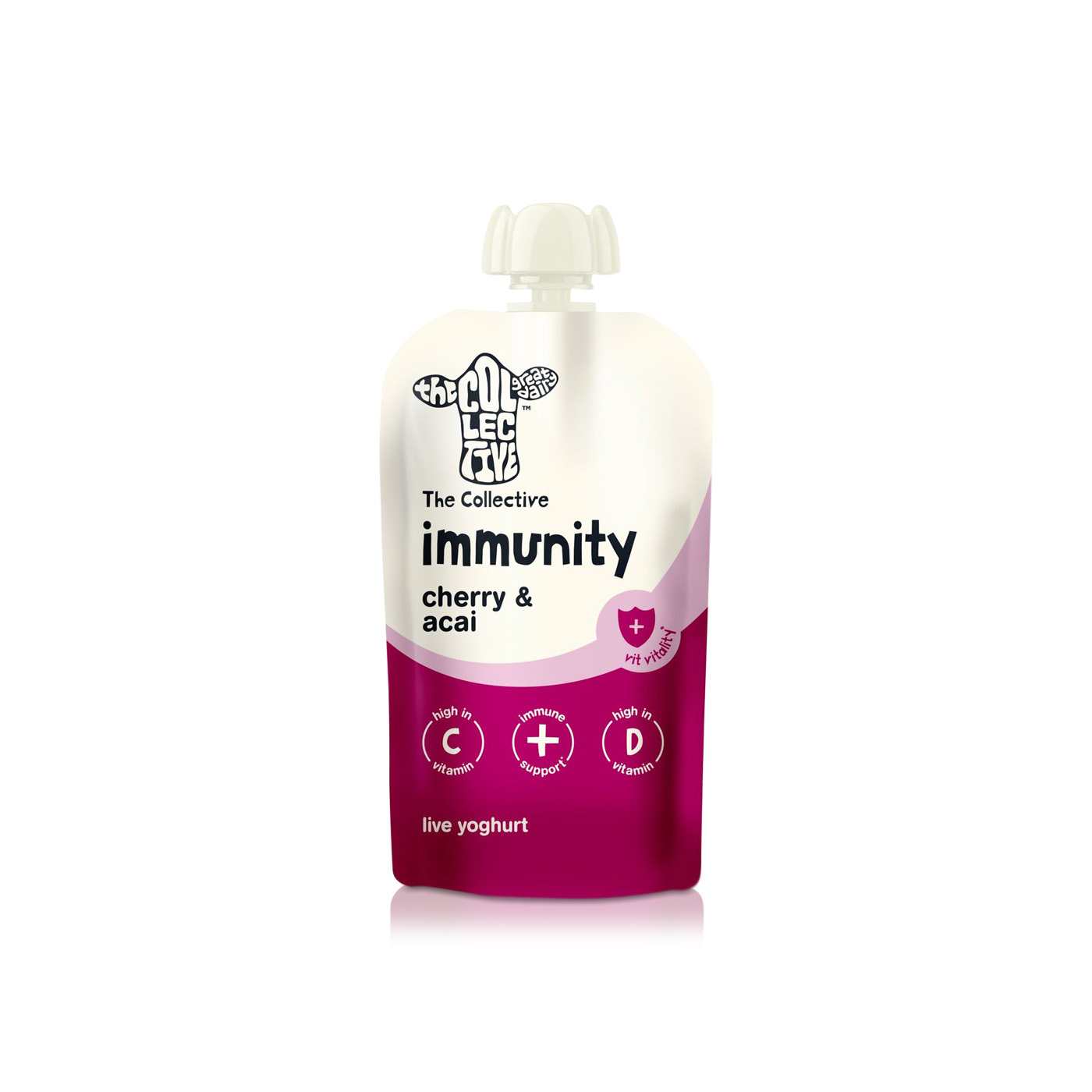 The Collective Dairy Immunity Cherry and Acai Live Yoghurt Pouch 130g