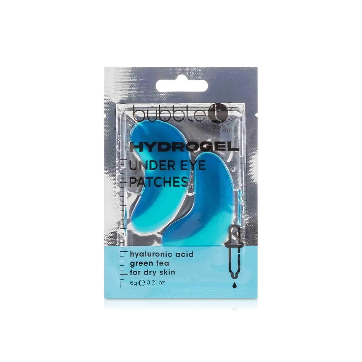 Bubble T Hydrogel Under Eye Patches Hyaluronic Acid and Green Tea for Dry Skin 6g