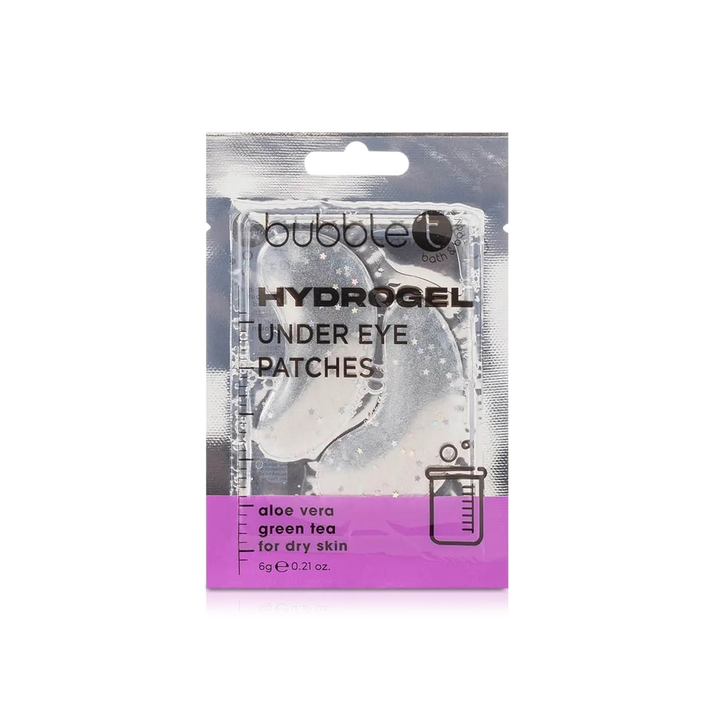 Bubble T Hydrogel Under Eye Patches Aloe Vera and Green Tea for Dry Skin 6g