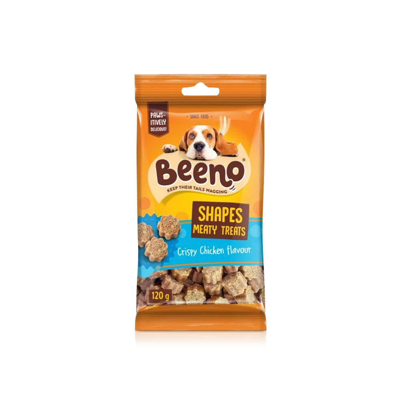 Beeno Crispy Chicken Flavour Shapes Meaty Dog Treats 120g