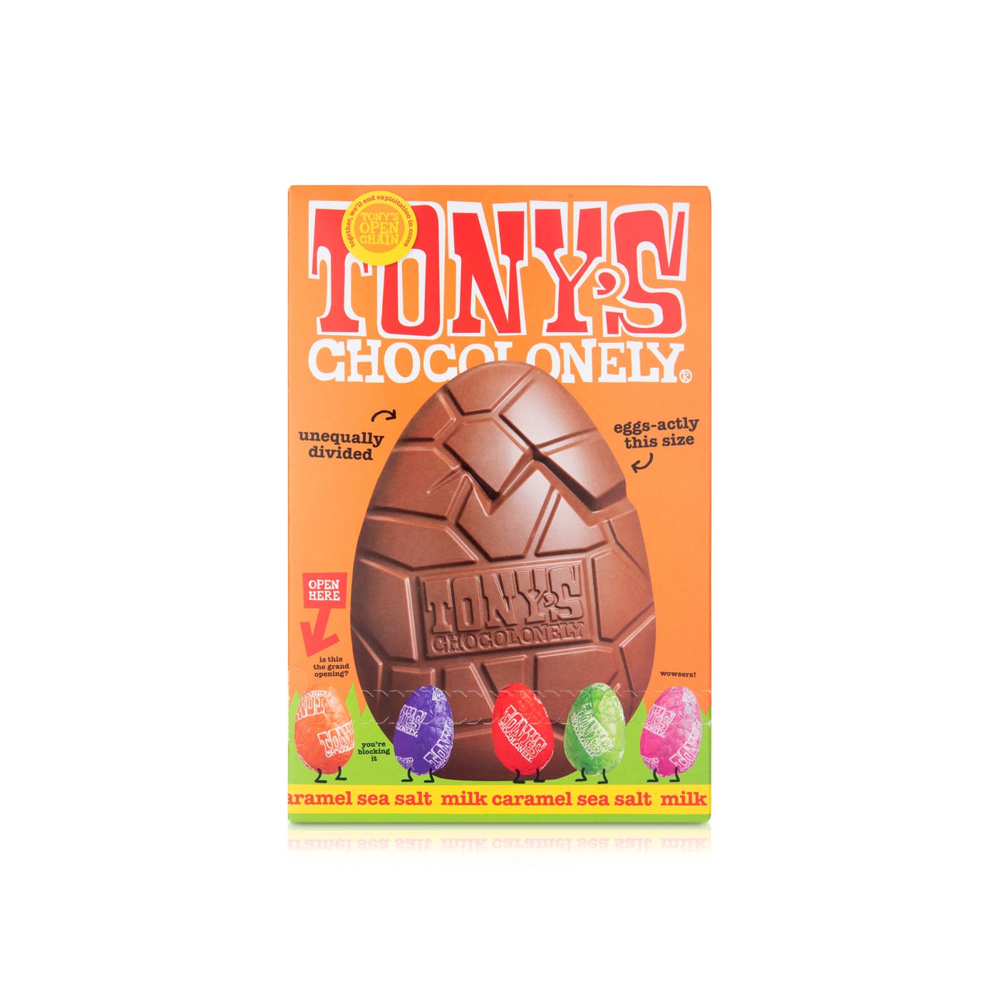 Tony's Chocolonely Milk Caramel Sea Salted Easter Egg with Mini Eggs 242g