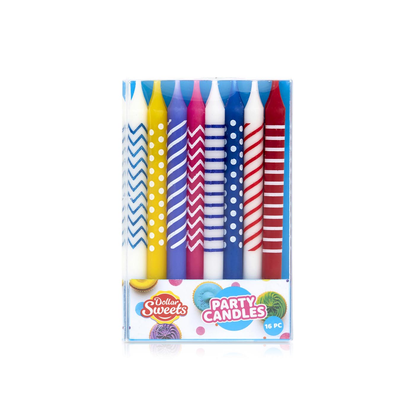 Dollar Sweet Birthday Party Candles Colour x 16