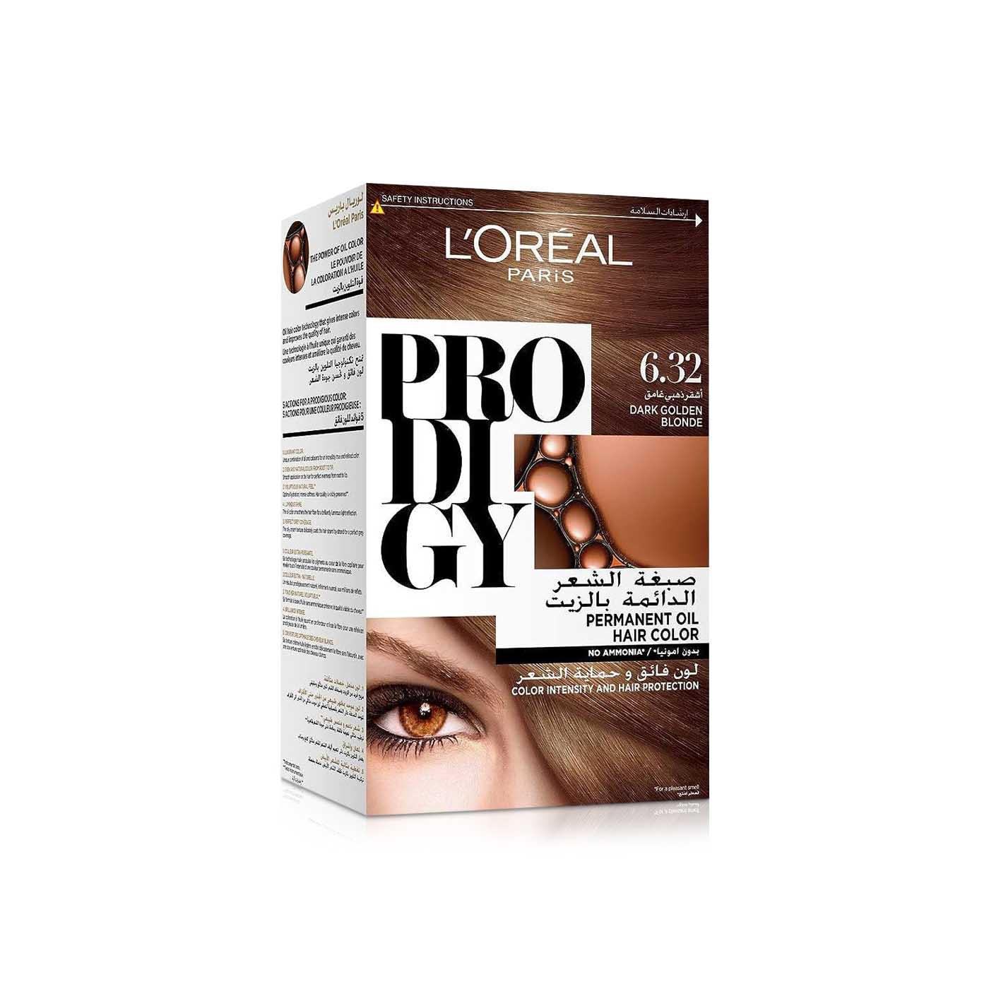 L'Oreal Prodigy Extraordinary 6.32 Dark Golden Blonde Permanent Oil Hair Dye