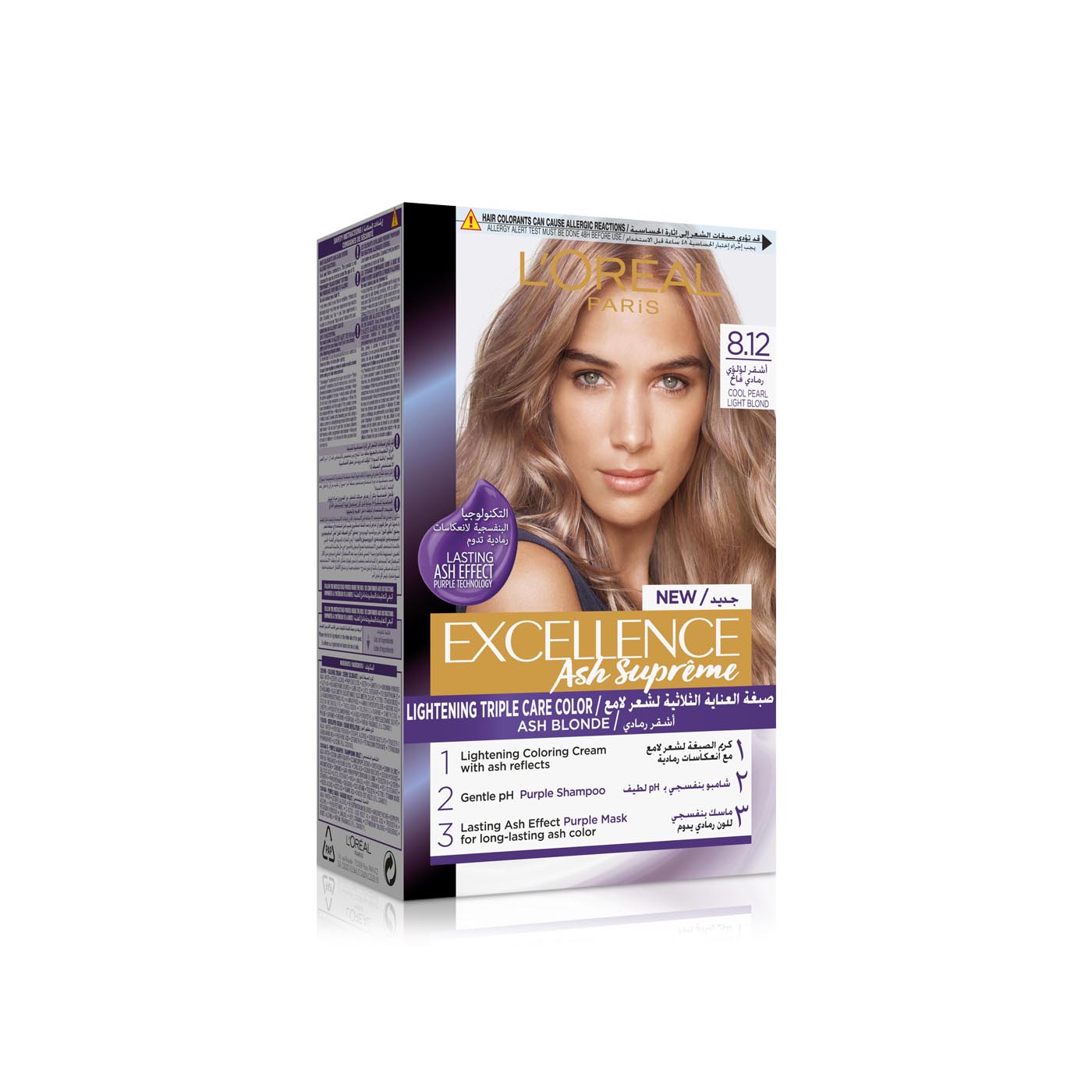 L'Oreal Excellence Ash Supreme 8.12 Cool Pearl Light Blonde Permanent Hair Dye