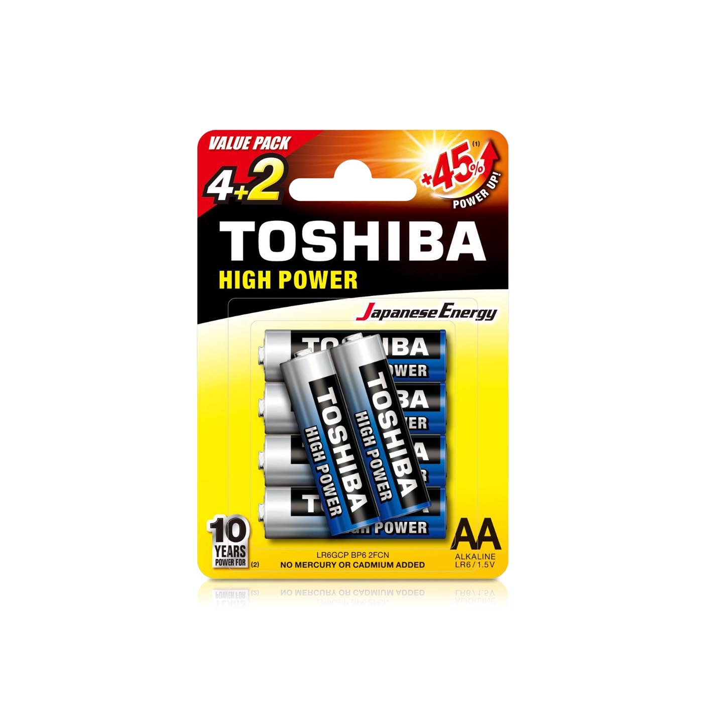 Toshiba High Power Batteries AA 4+2