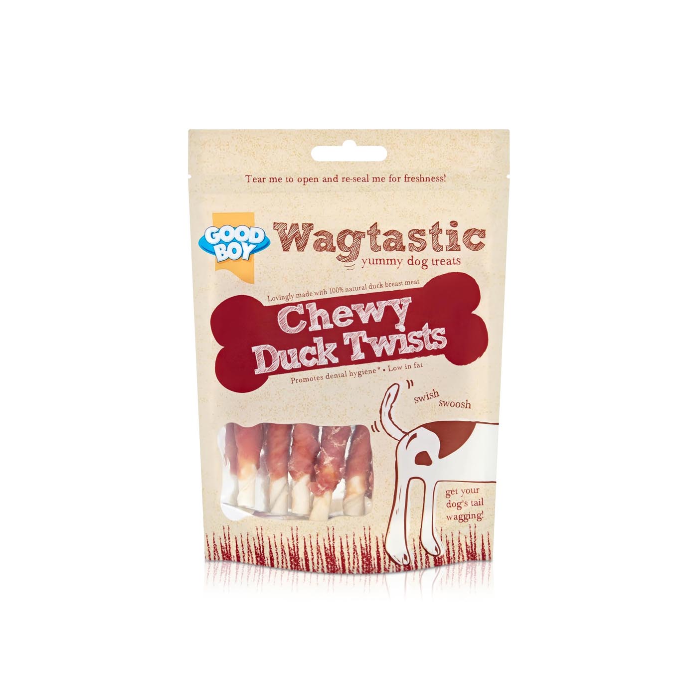 Wagtastic Chewy Duck Twists Dog Treats 70g