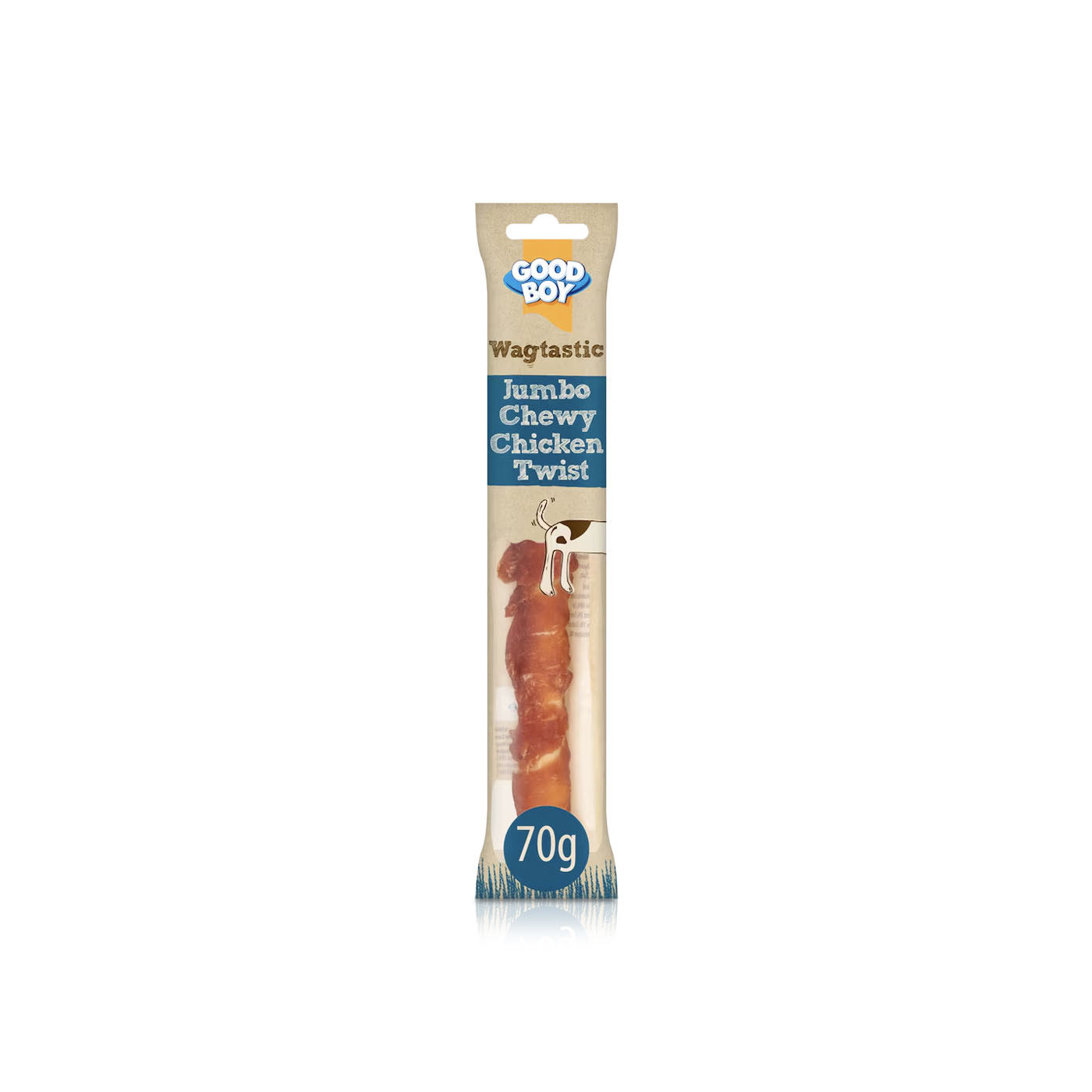 Wagtastic Jumbo Chewy Chicken Twist Dog Treats 70g