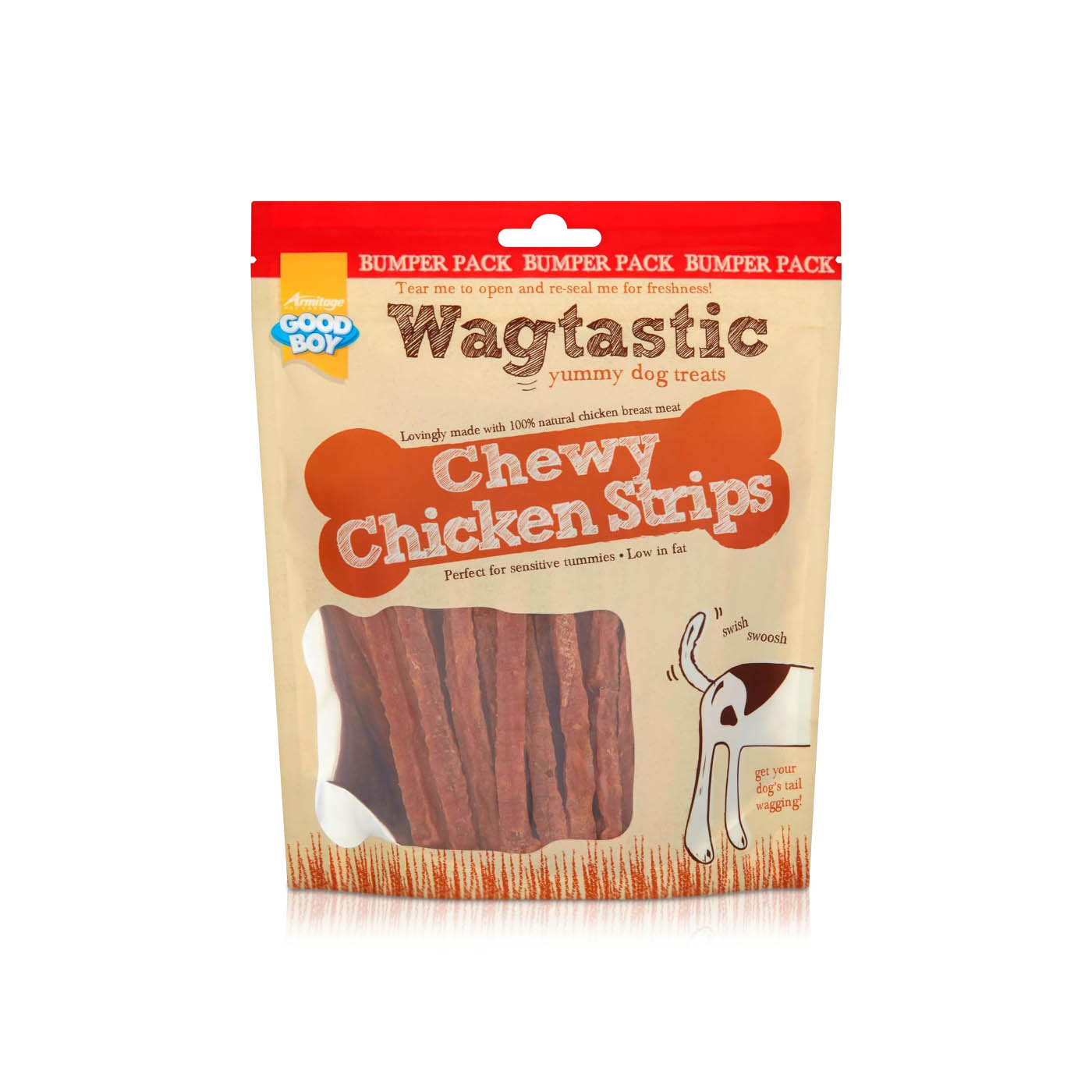 Wagtastic Chewy Chicken Strips Dog Treats 330g