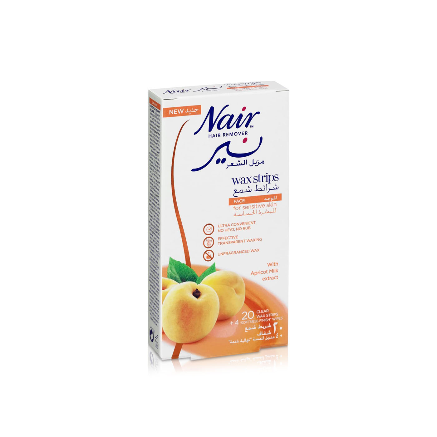 Nair Hair Removal Wax Strips for Face Apricot x 20