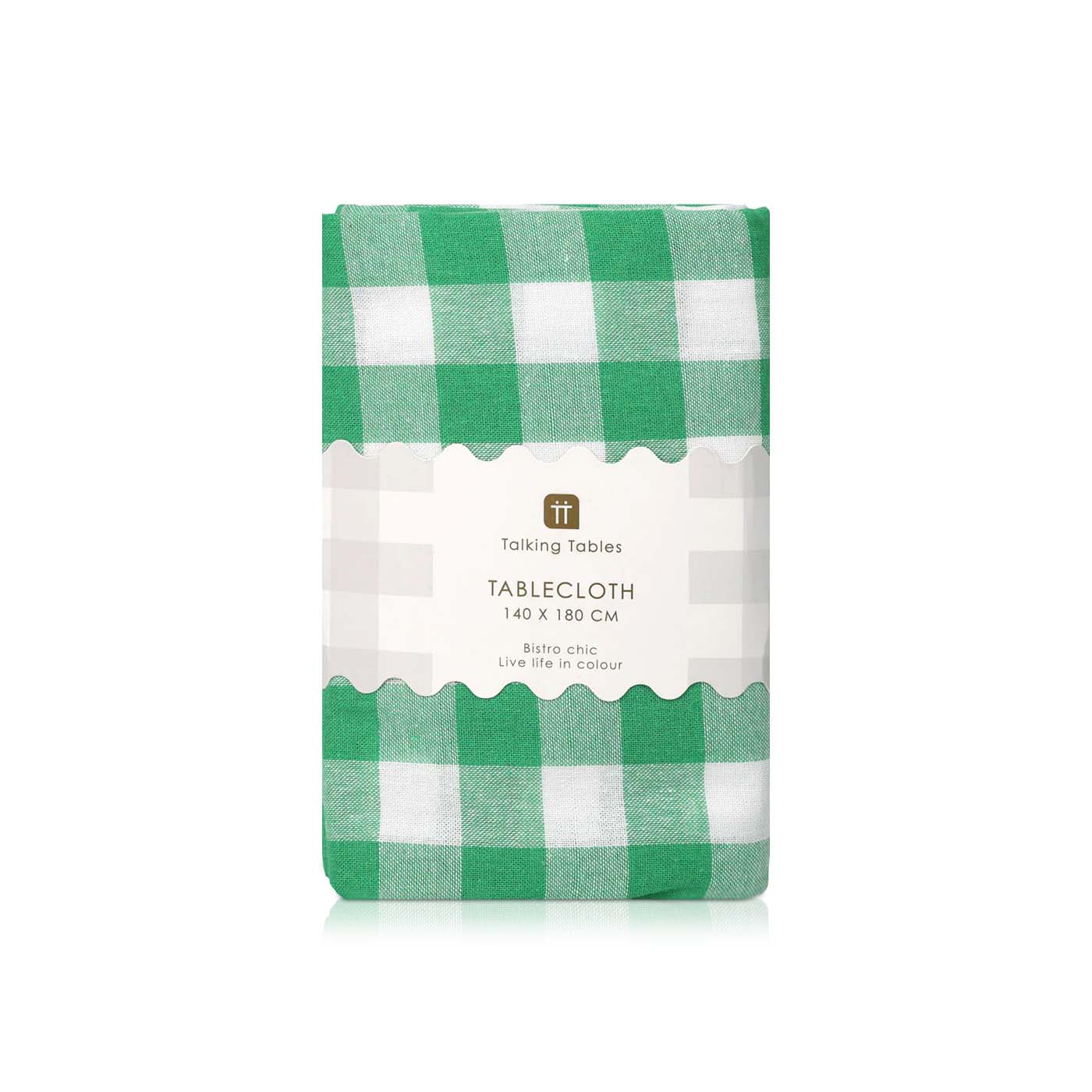 Talking Tables Green Gingham Fabric Tablecloth 140x180cm
