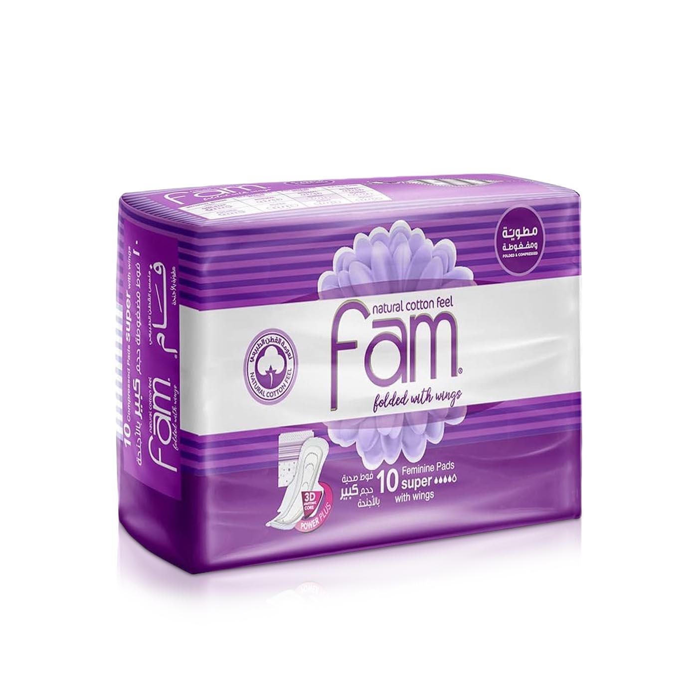 Fam Sanitary Pads Folded with Wings Super x 10