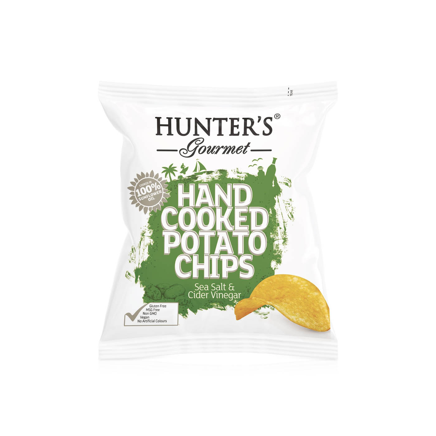 Hunter's Gourmet Sea Salt & Cider Vinegar Hand Cooked Potato Chips  40g