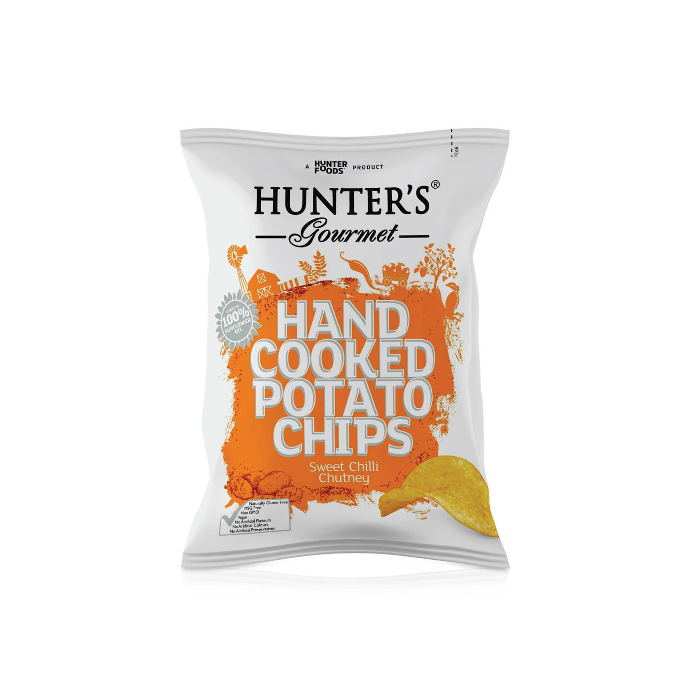 Hunter's Gourmet Sweet Chilly Chutney Hand Cooked Potato Chips 125g