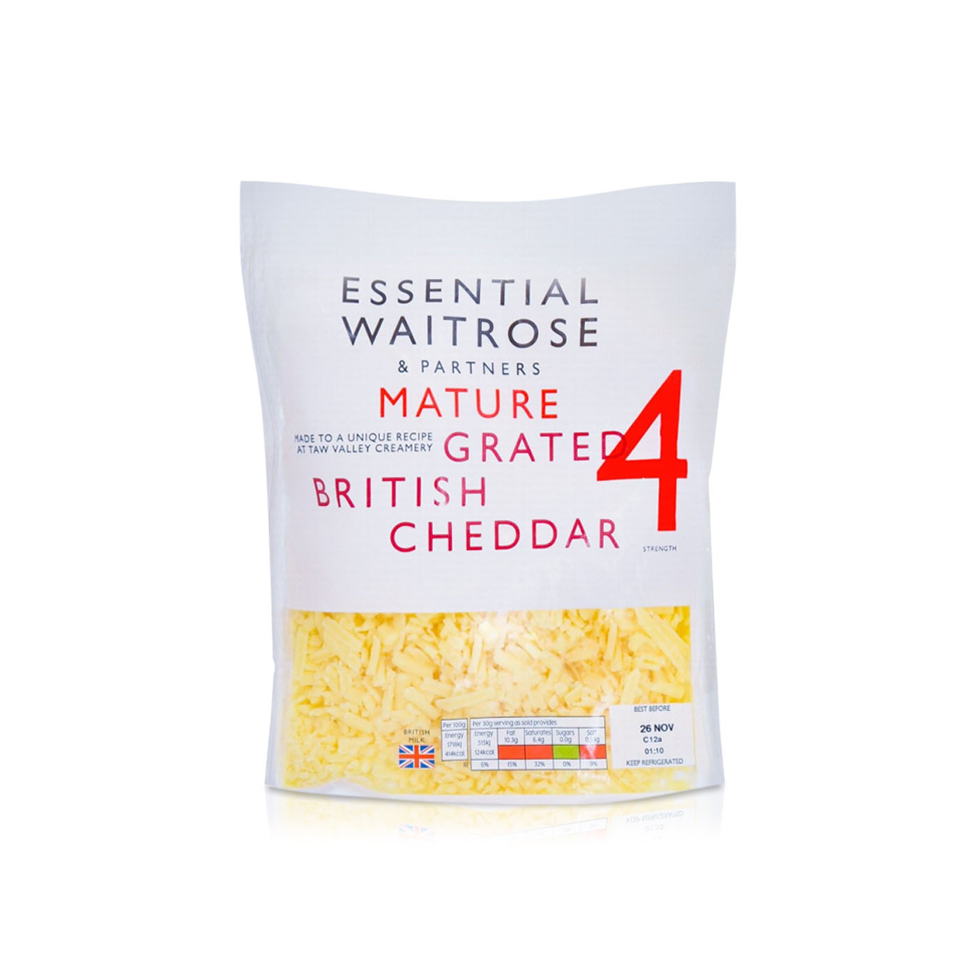 Waitrose Essential Mature Grated British Cheddar Strength 4 250g