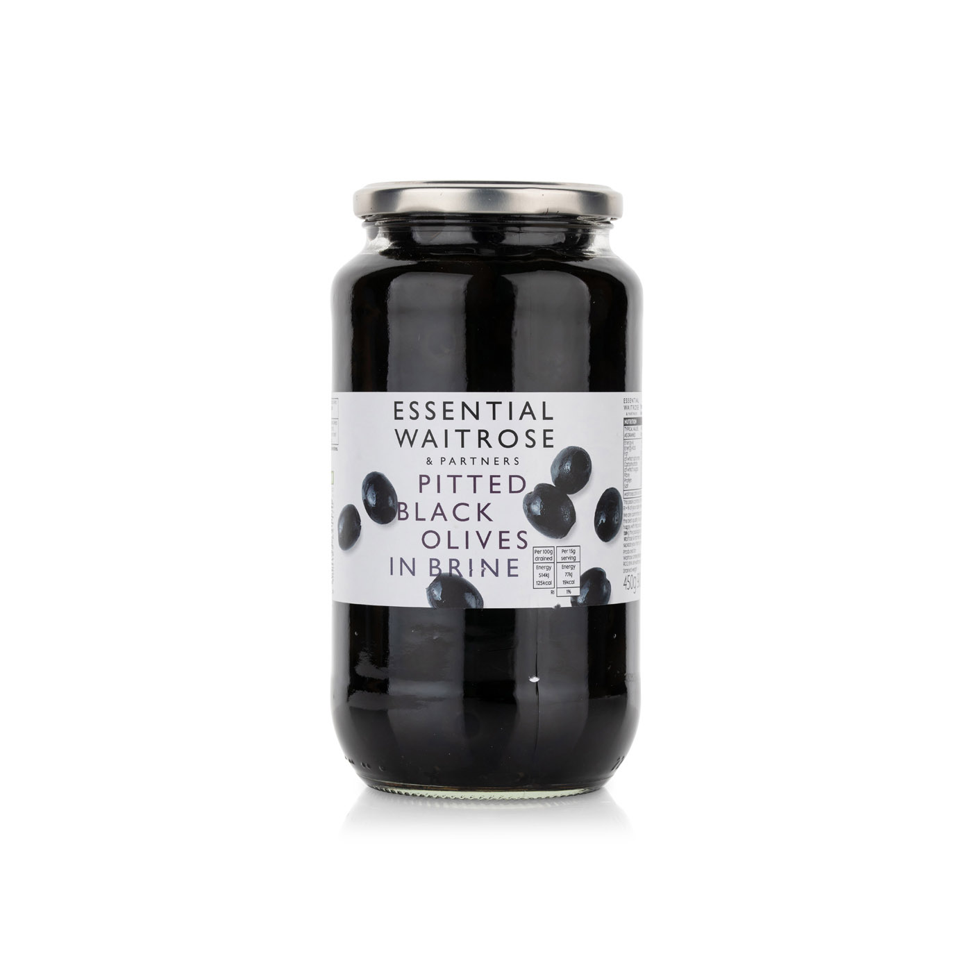 Waitrose Essential Pitted Black Olives 900g