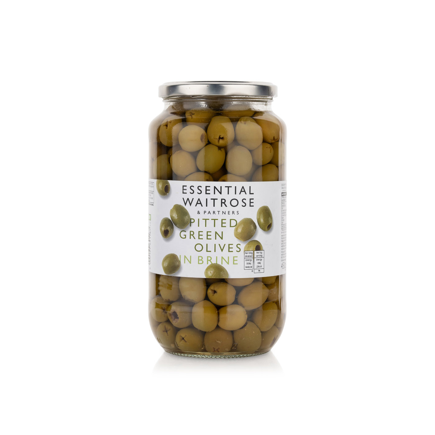 Waitrose Essential Pitted Green Olives 900g