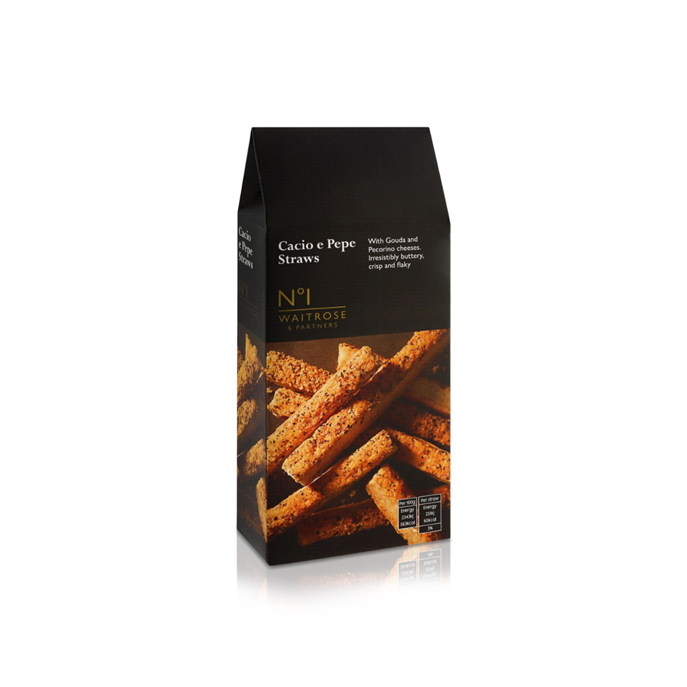 Waitrose No.1 Pecorino and Black Pepper Straws 75g