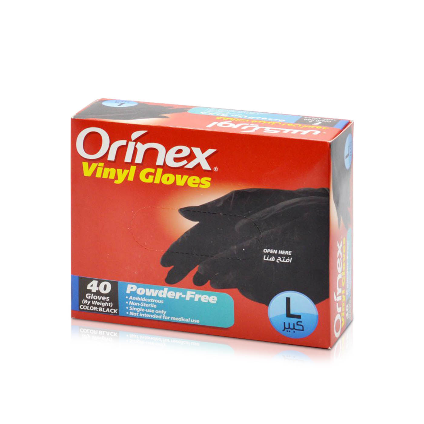 Orinex Black Vinyl Gloves Powder-Free Large x 40