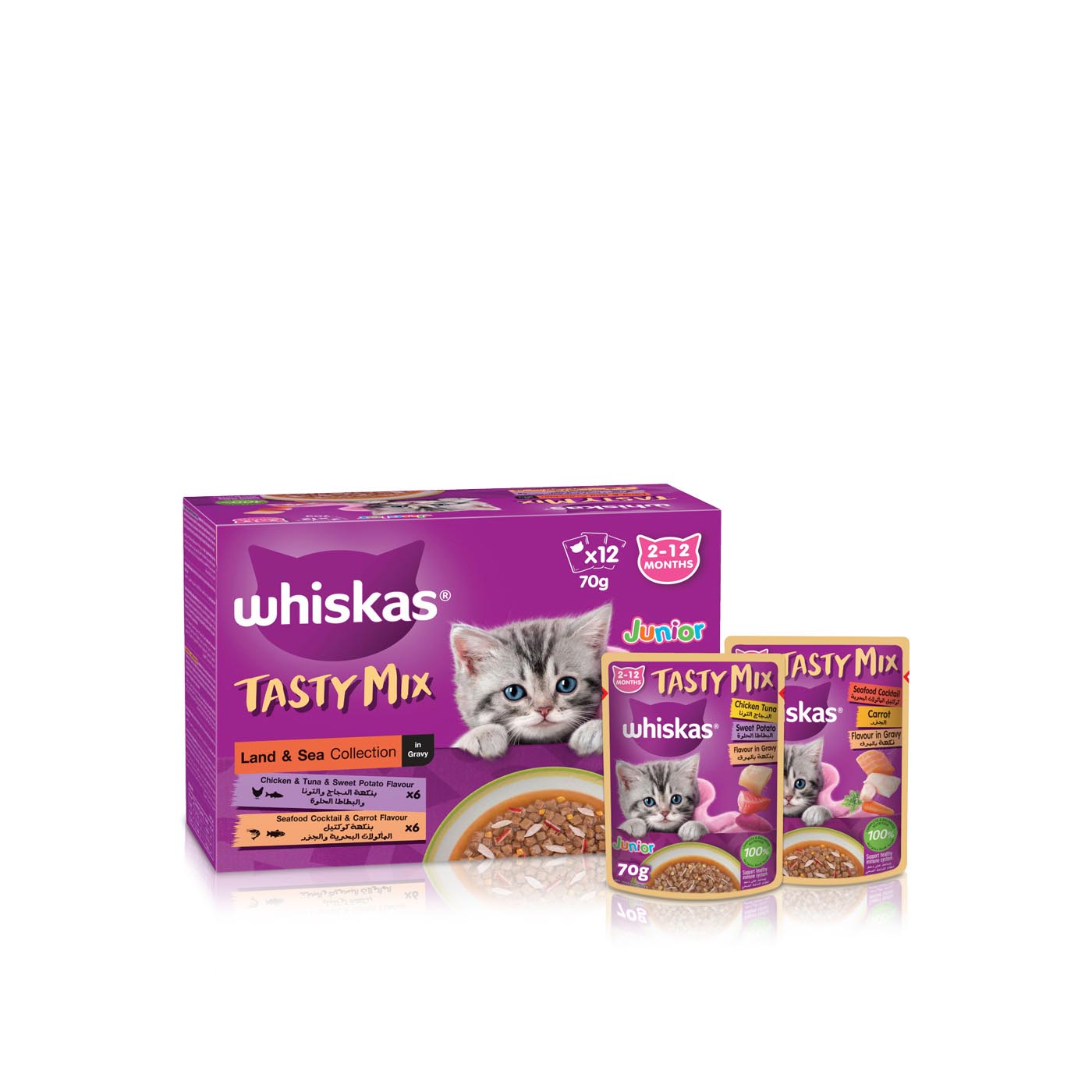 Whiskas Tasty Mix Land and Sea Collection Wet Cat Food 70g 12 Pack
