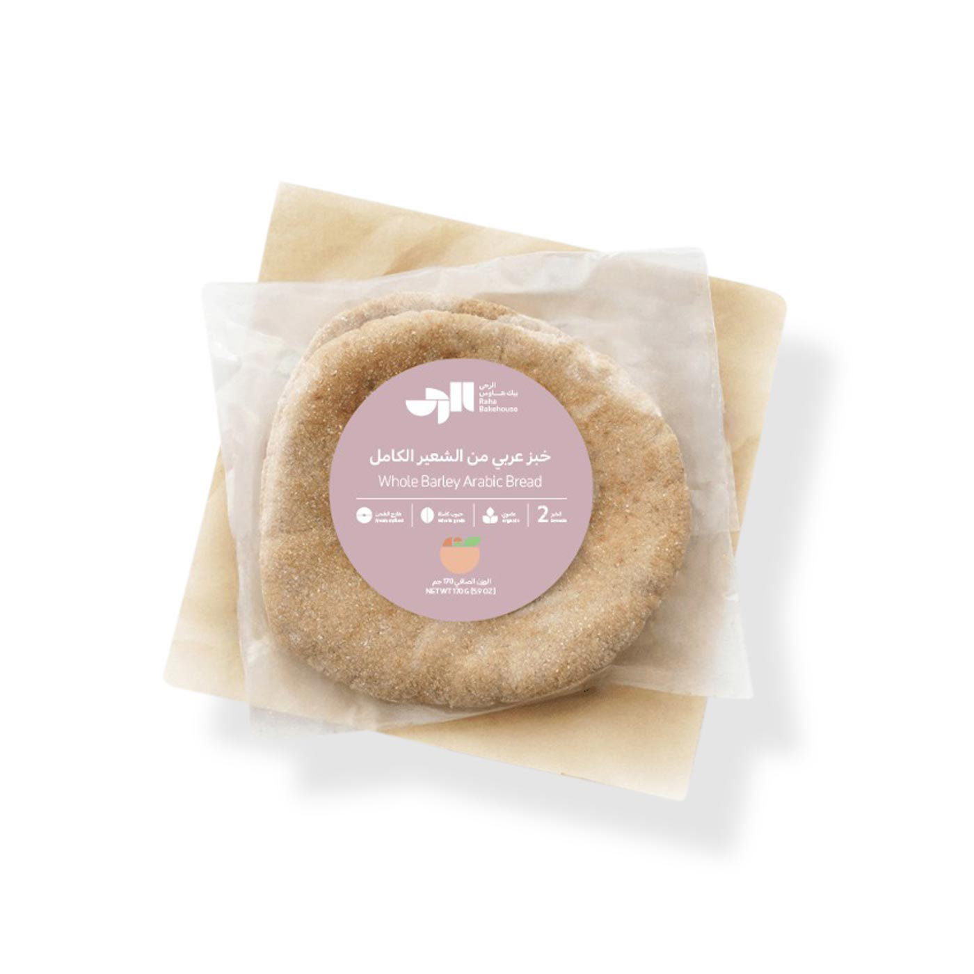 Raha Bakehouse Organic Whole Barley Arabic Bread 85g x 2