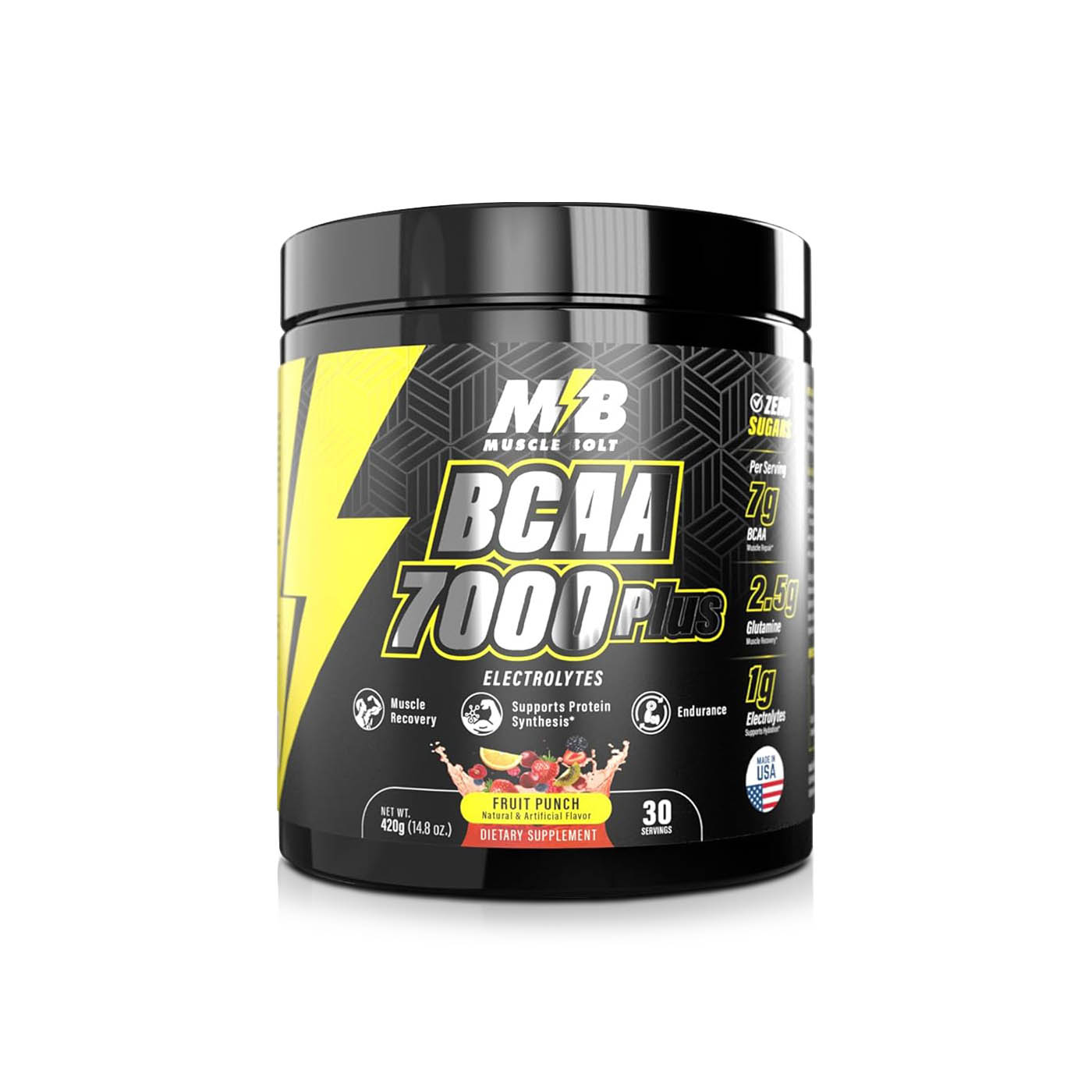 Muscle Bolt BCAA 7000 Plus Fruit Punch Electrolytes 420g