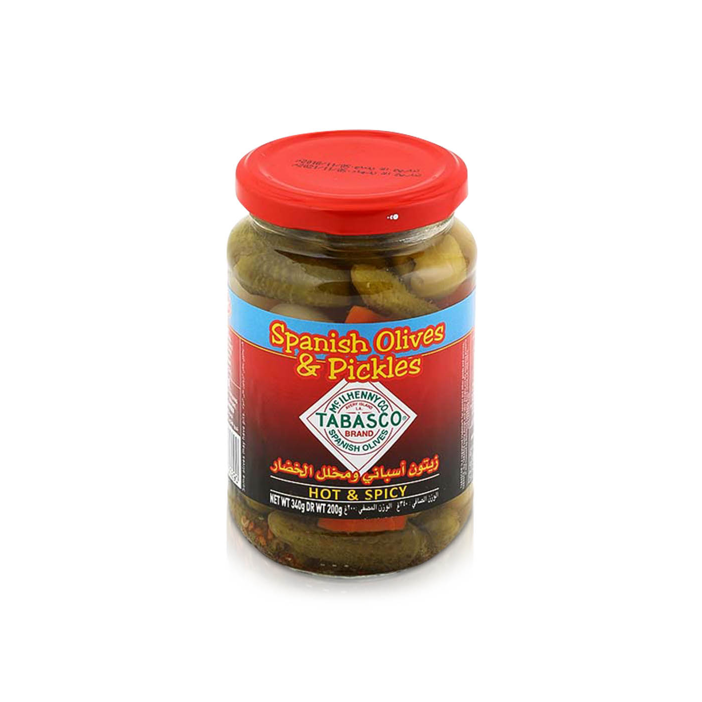 Tabasco Spanish Olives and Pickles Hot and Spicy 340g