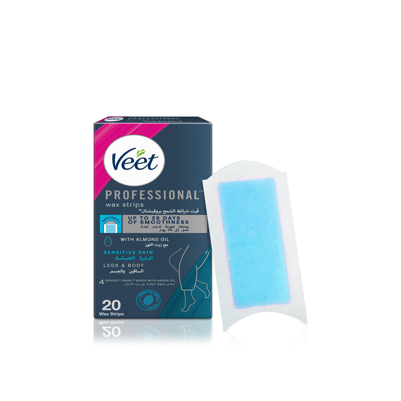Veet Professional Hair Removal Wax Strips for Sensitive Skin Legs & Body x 20