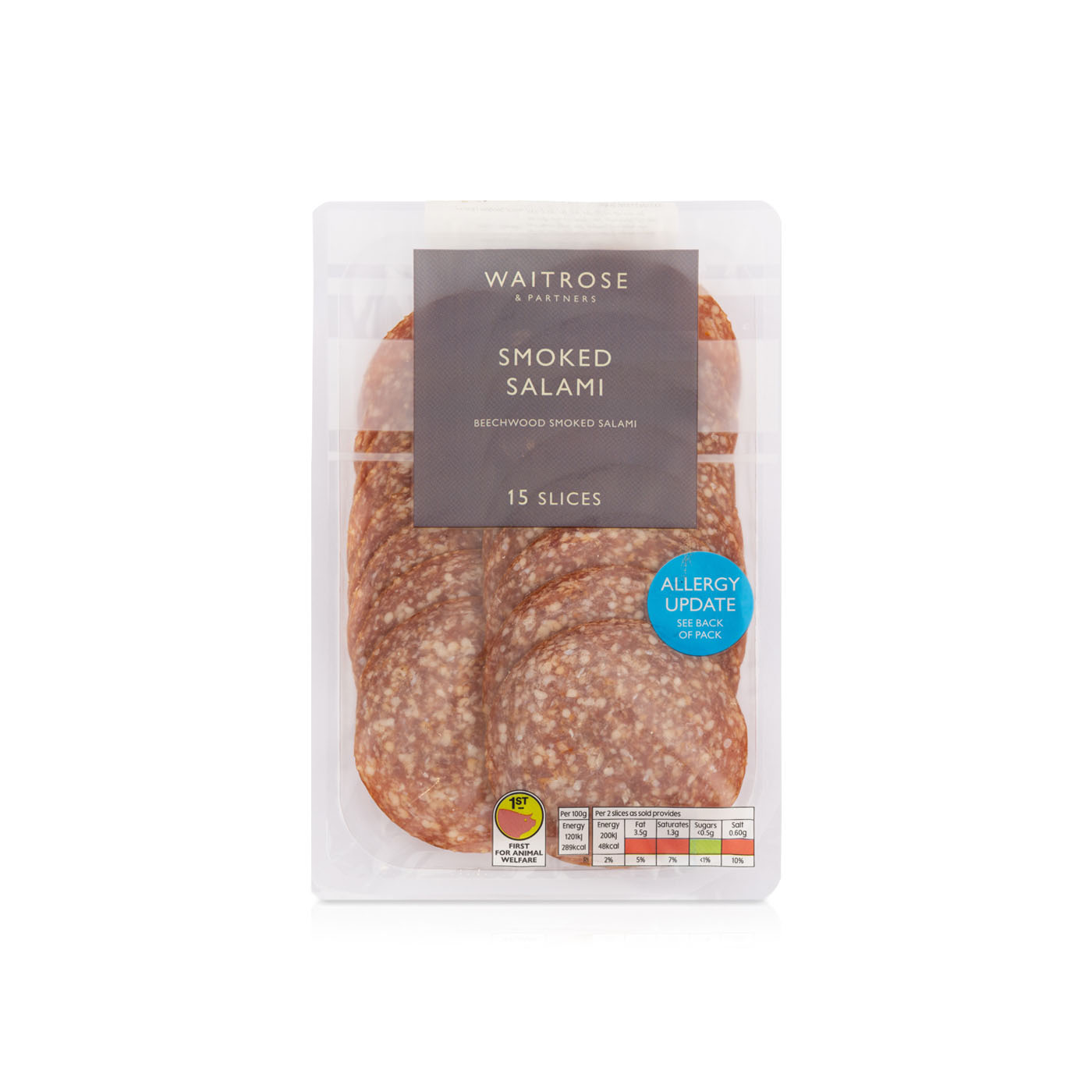 Waitrose Smoked Salami 15 Slices 125g