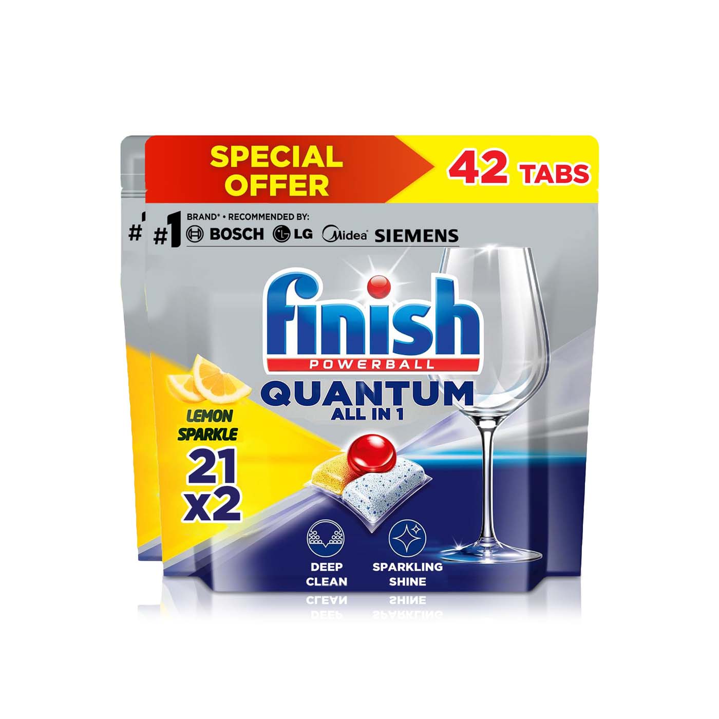 Finish Powerball Quantum All in One Dishwasher Tablets Lemon Sparkle 21 x 2