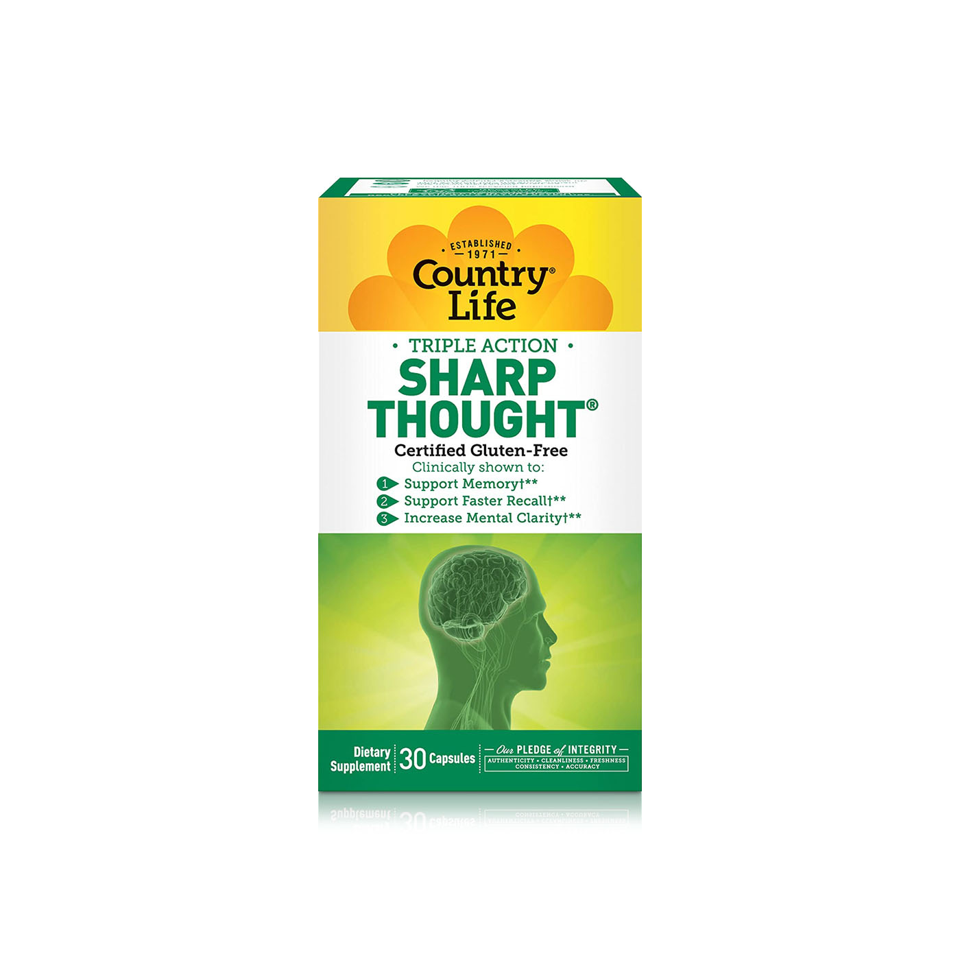 Country Life Triple Action Sharp Thought Capsules x 30