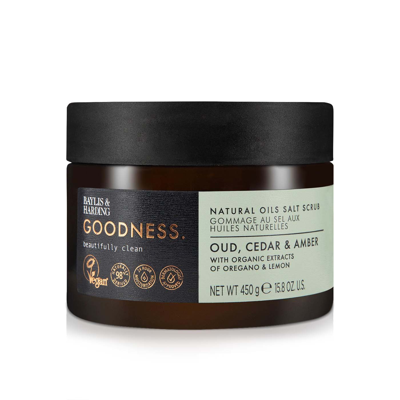 Baylis & Harding Goodness Oud Cedar & Amber Scrub 450g