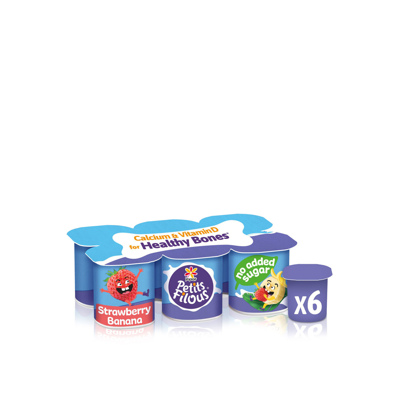 Petits Filous No Added Sugar Strawberry and Banana Yoghurts 47g x 6