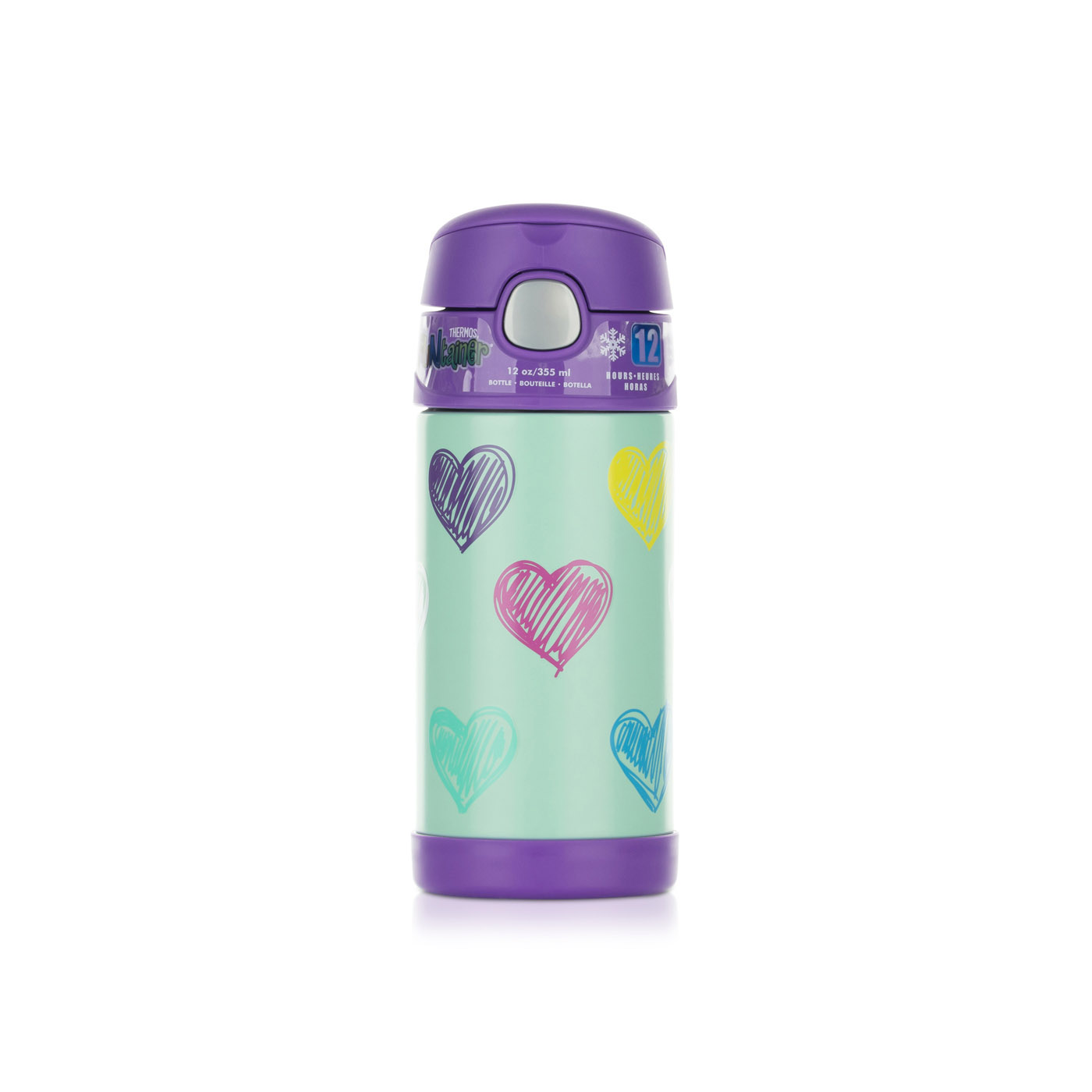 Thermos Stainless Steel Vaccum Insulated Water Bottle Hearts 355ml