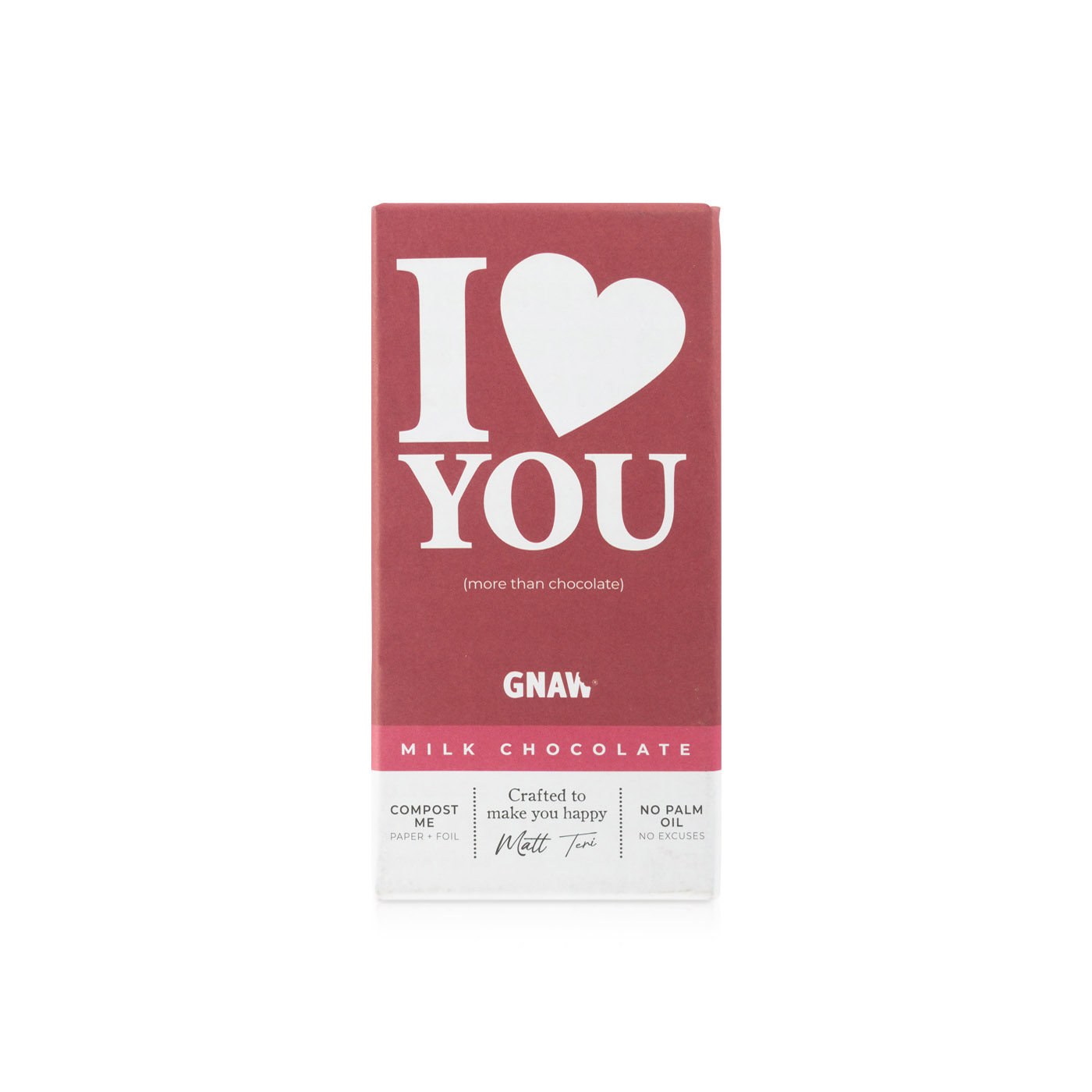 Gnaw I Love You Milk Chocolate Bar 80g