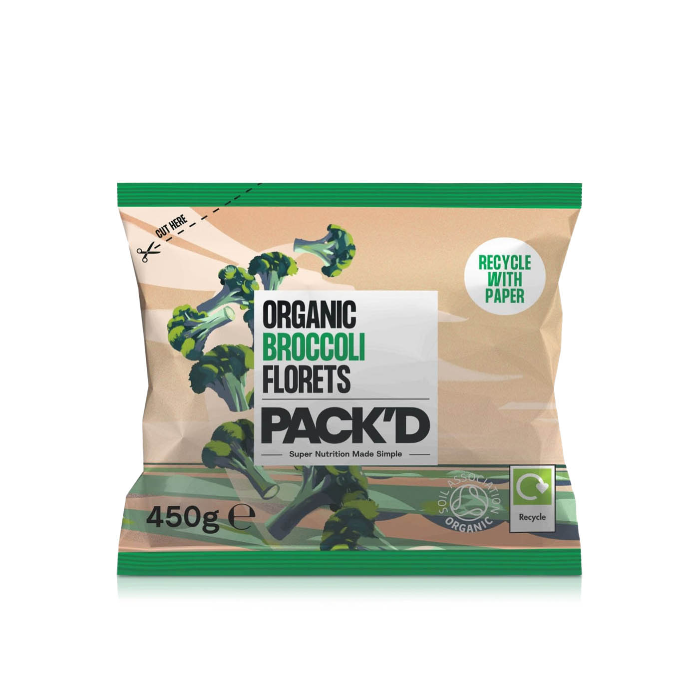 Pack'd Organic Broccoli Florets 450g