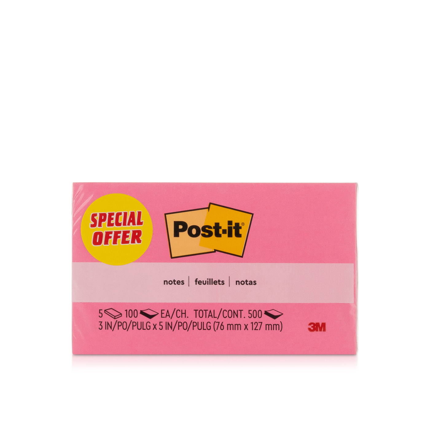 Post-It Notes 3 x 5in Neon Pads 5 x 100