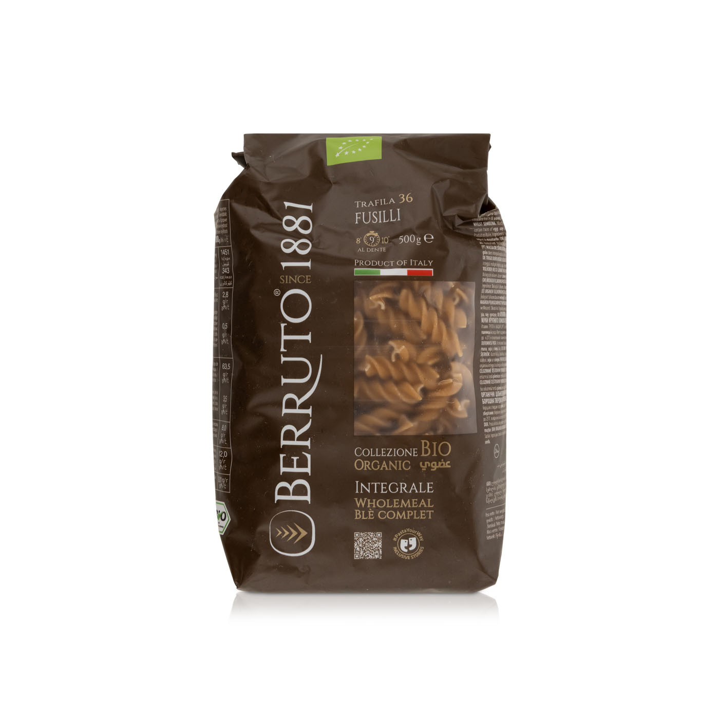 Berruto 1881 Organic Wholemeal Fusili Pasta 500g