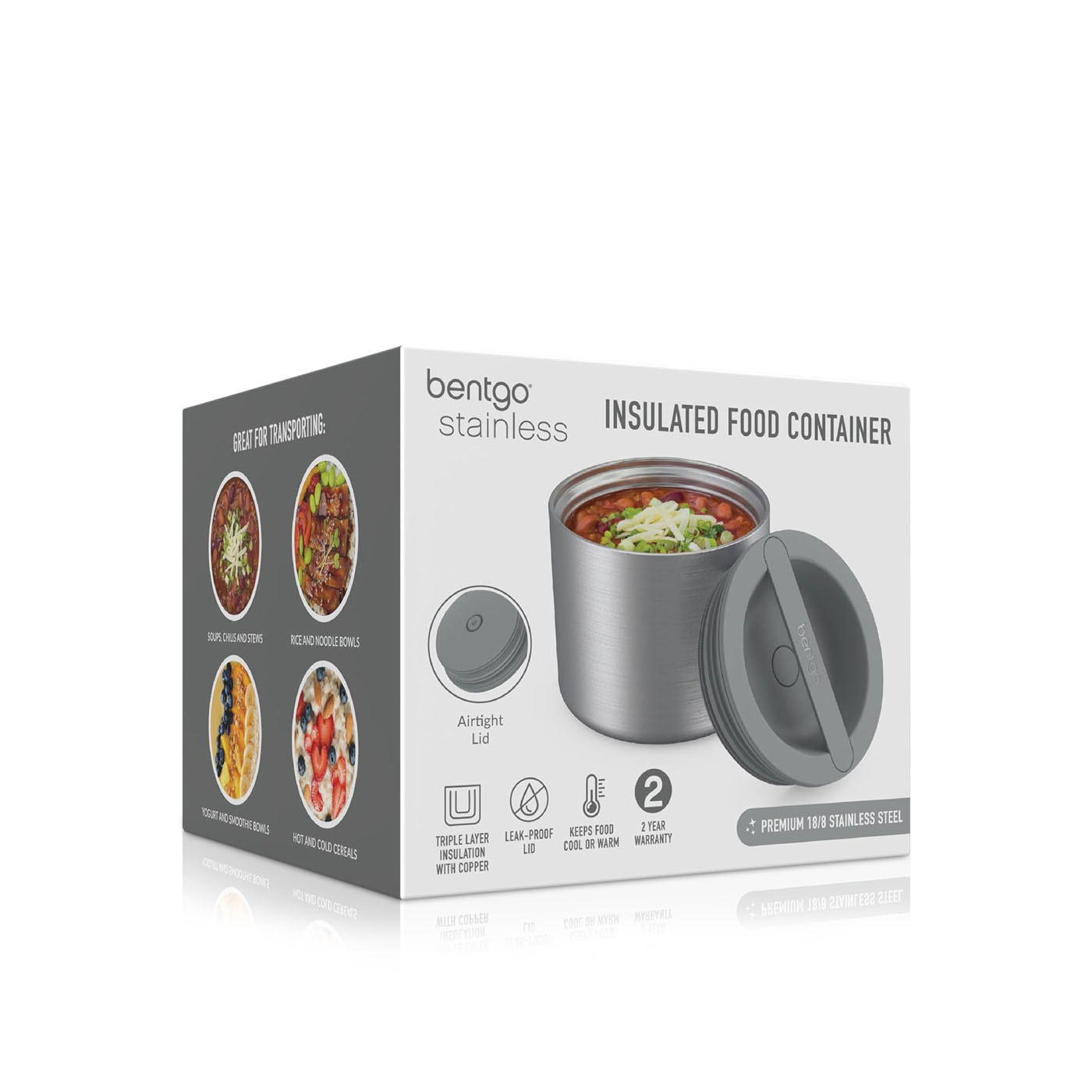 Bentgo Stainless Insulated Food Container Silver