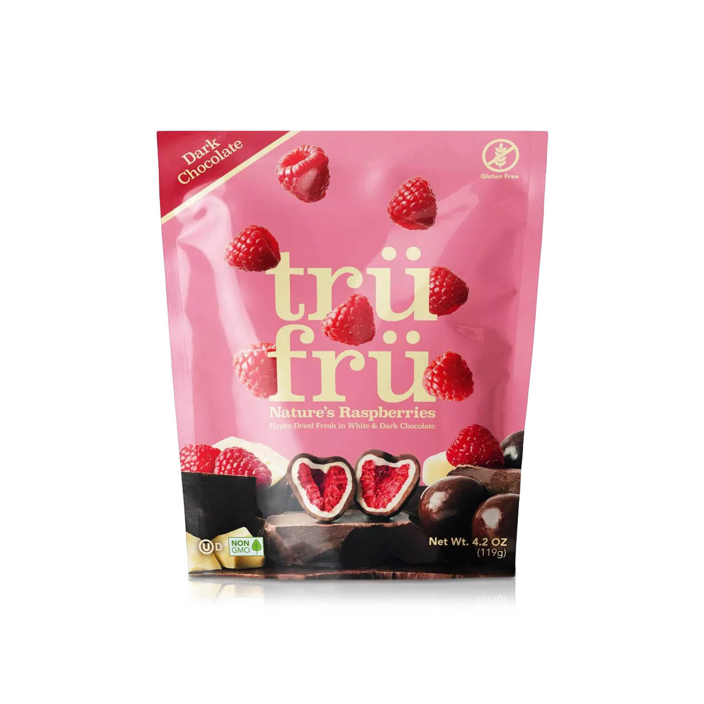 Tru Fru Raspberries in White and Dark Chocolate 119g