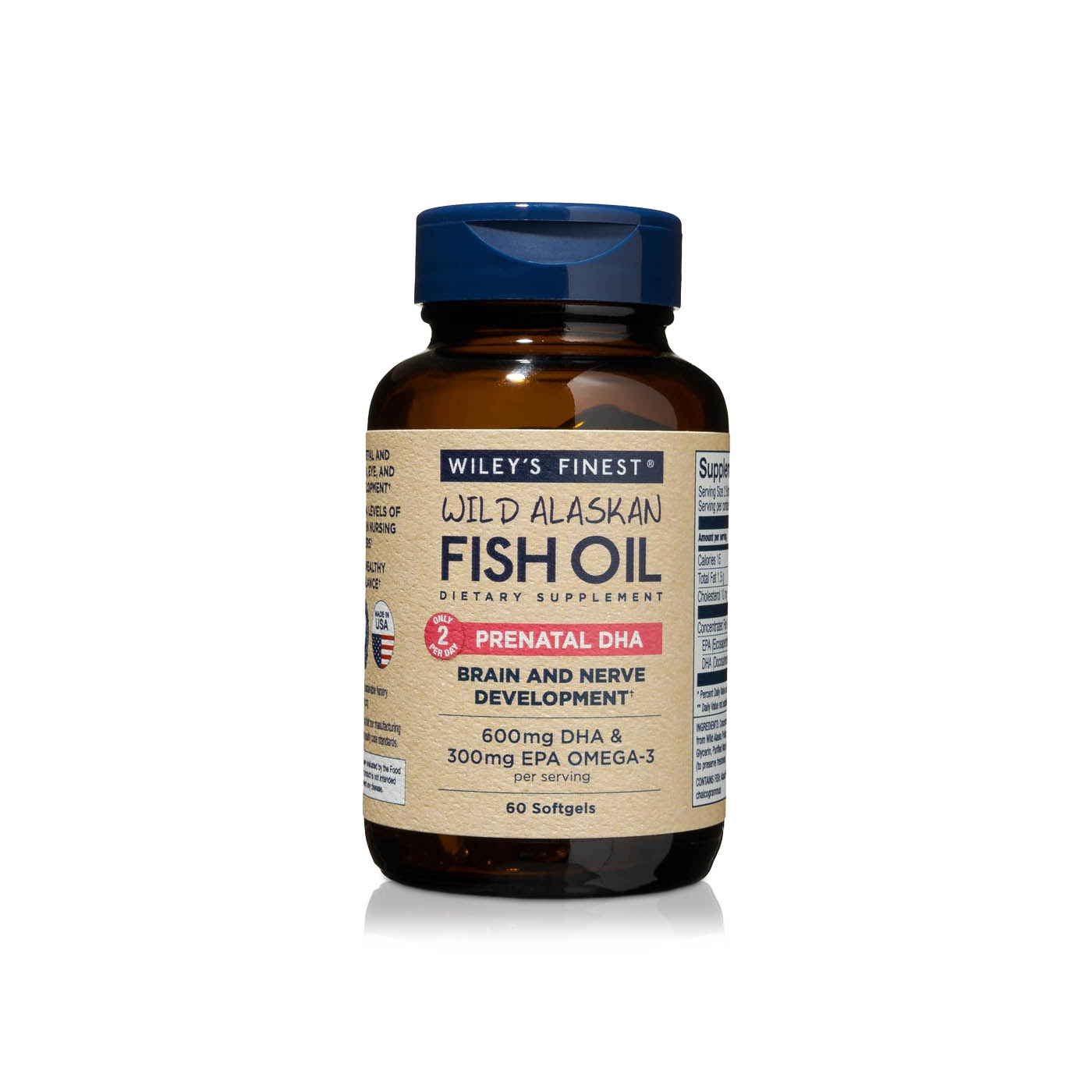 Wiley's Finest Prenatal DHA Wild Alaskan Fish Oil Softgels x 60