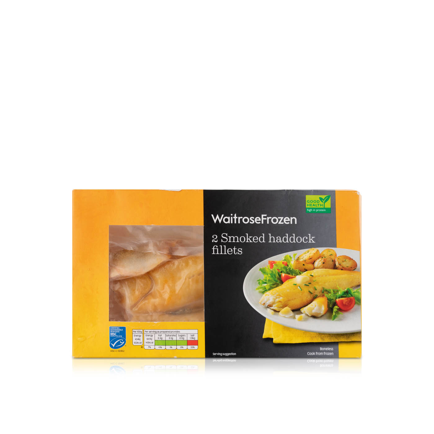 Waitrose Frozen 2 Smoked Haddock Fillets MSC 280g