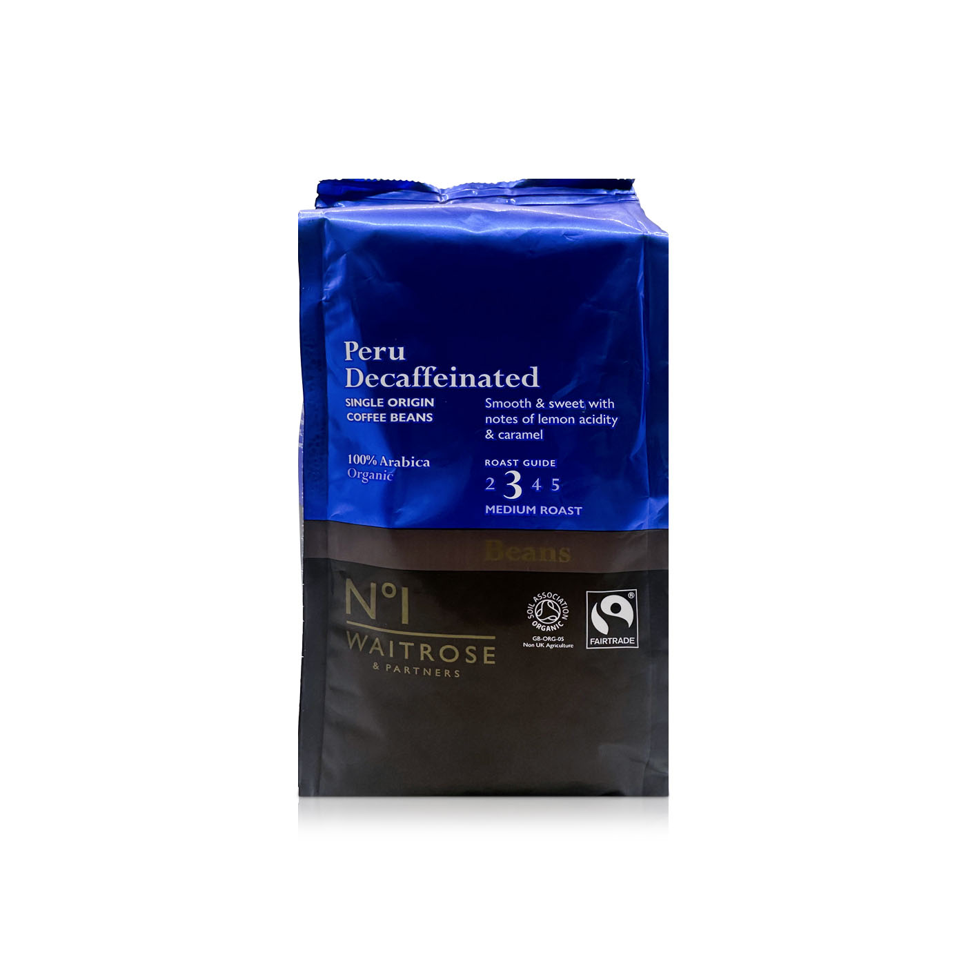 Waitrose No.1 Organic Fairtrade Peru Decaf Coffee Beans 227g
