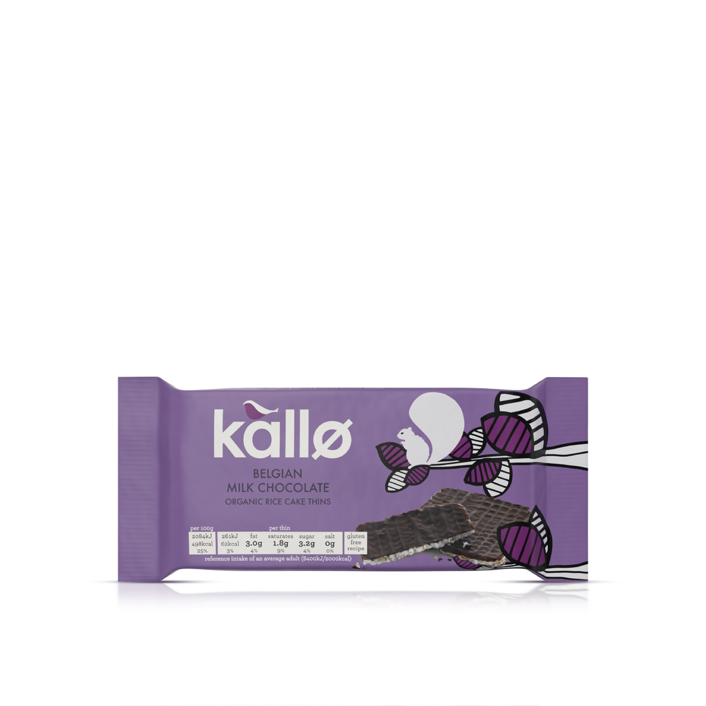 Kallo Belgian Milk Chocolate Organic Rice Cake Thins 75g